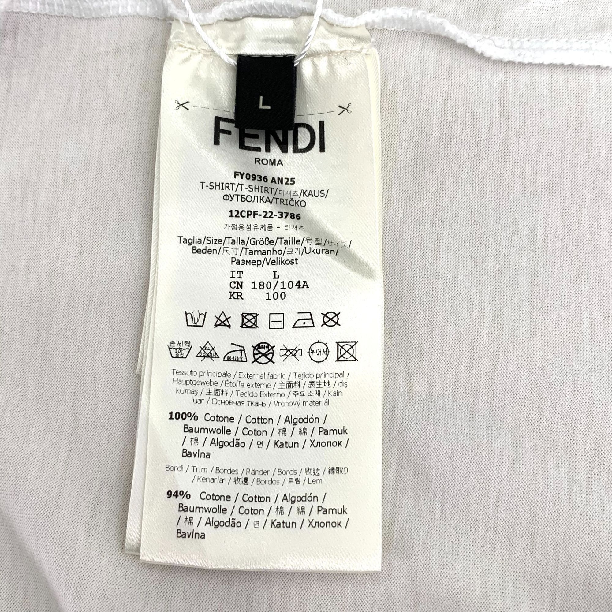 Fendi Fendi Mens White & Orange Logo T-Shirt L 100% Cotton Made In Size US L / EU 52-54 / 3 - 5 Thumbnail
