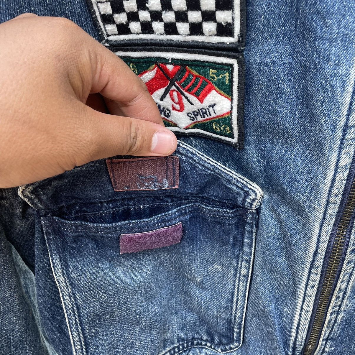 Japanese Brand × Vintage 🇯🇵Sugar Kids Stoned Wash Patchwork Racing Spirit Denim Jacket Size US M / EU 48-50 / 2 - 8 Thumbnail