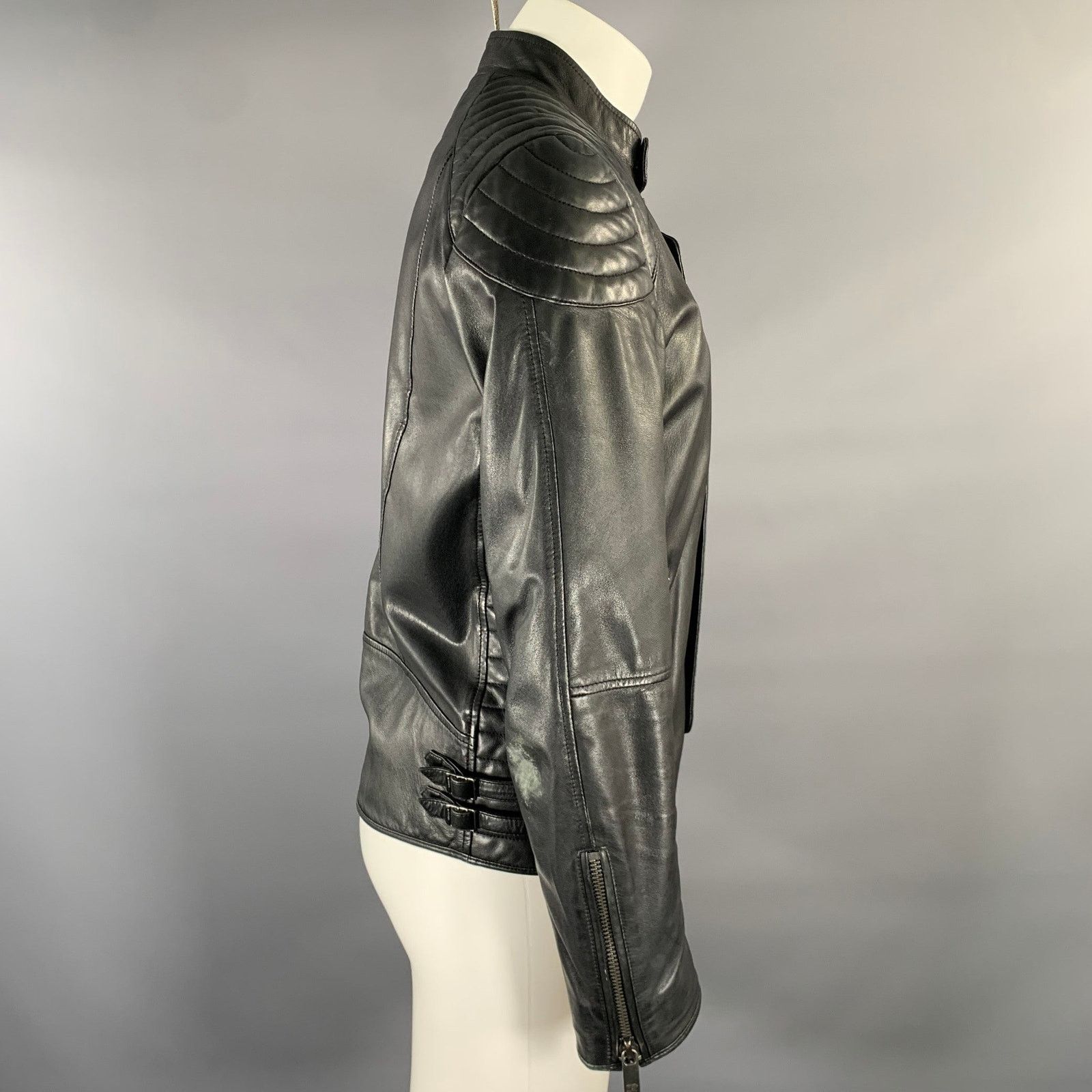 Scotch & Soda SCOTCH AND SODA Size M Black Leather Moto Racer Jacket Size US M / EU 48-50 / 2 - 3 Thumbnail