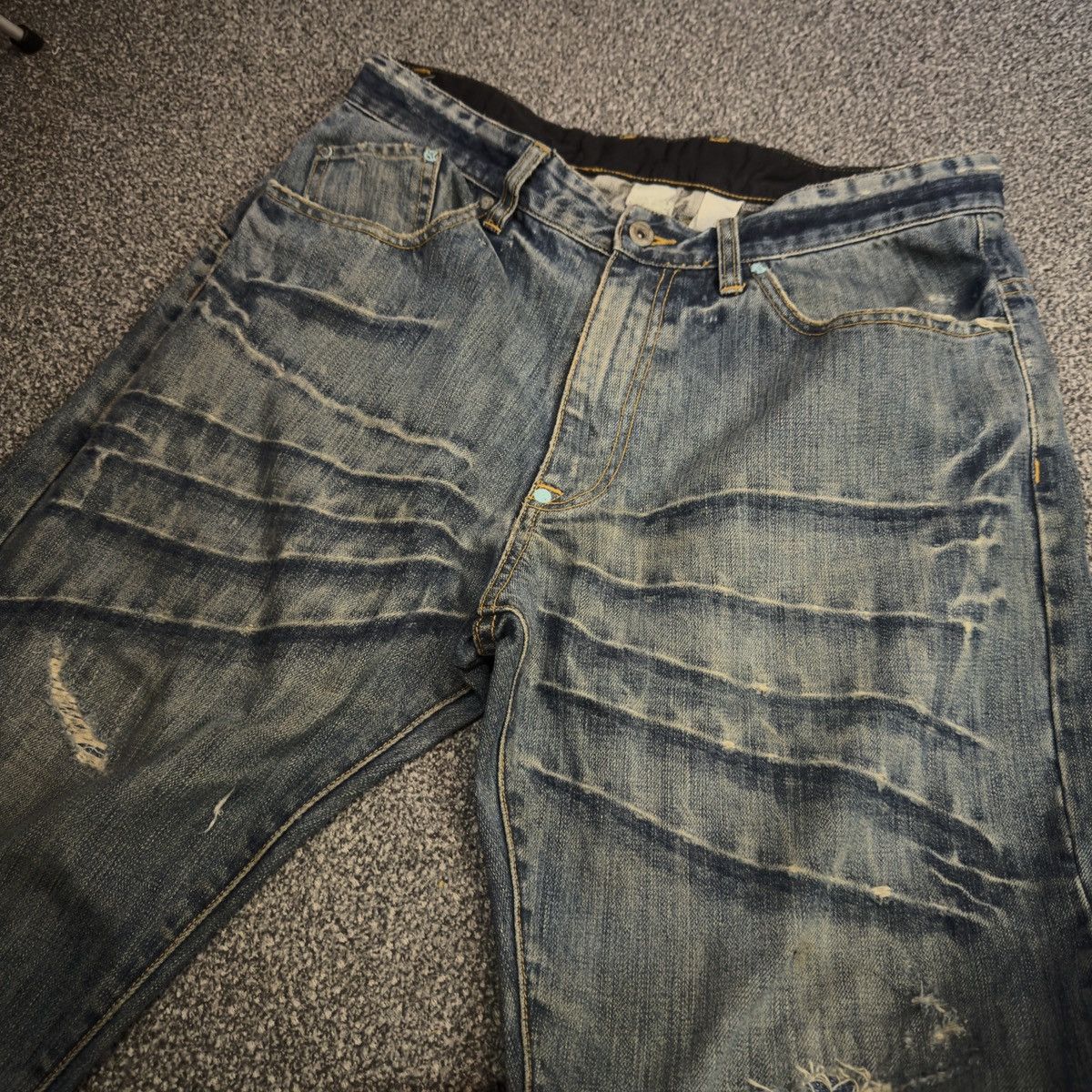 Seditionaries 🔥🇯🇵 Japanese Distressed Fiberops Thrashed Denim Size US 34 / EU 50 - 4 Thumbnail