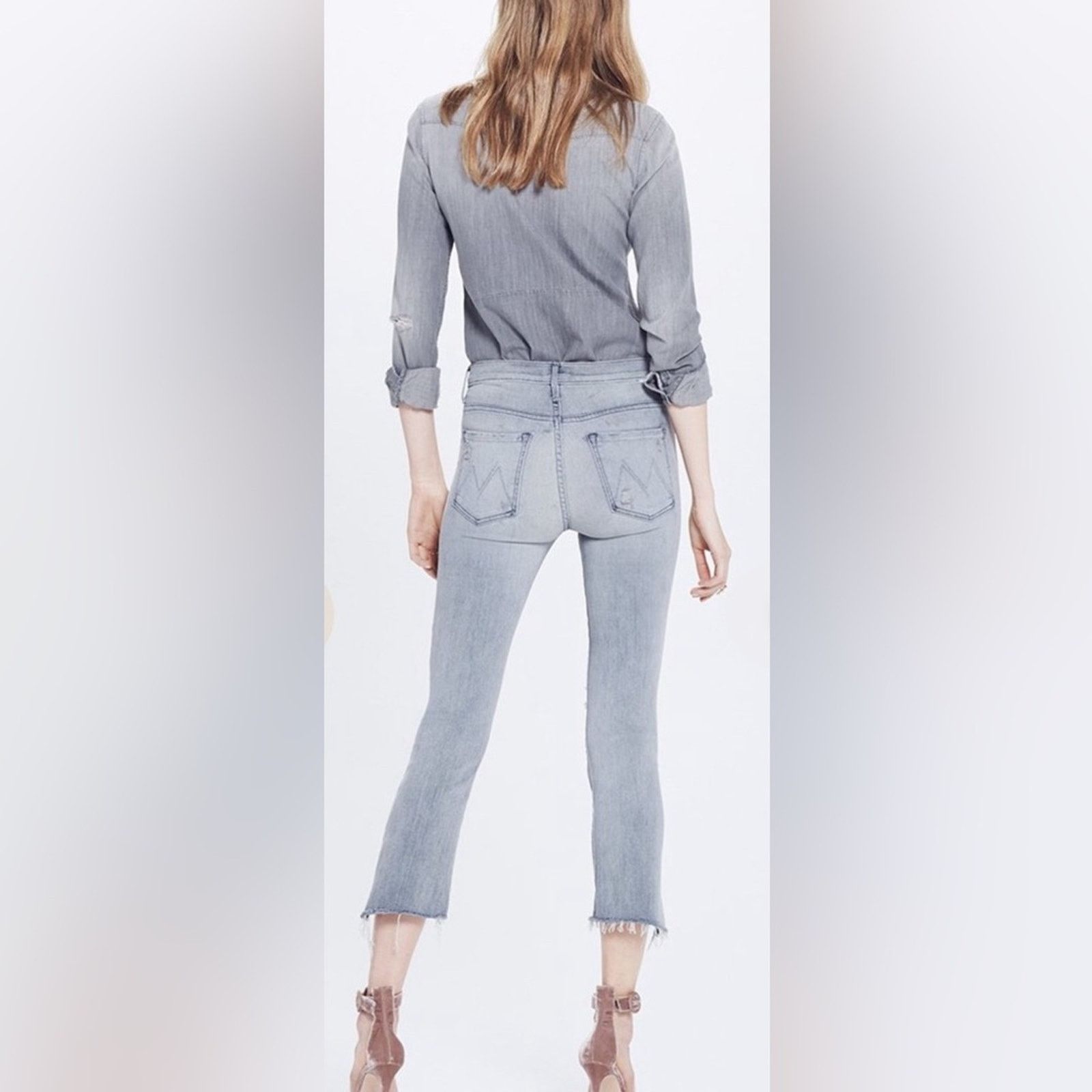 MOTHER Mother Insider Crop Step Fray Best Left Shadows Jeans Sz 24 Size 24" / US 00 / IT 34 - 3 Thumbnail