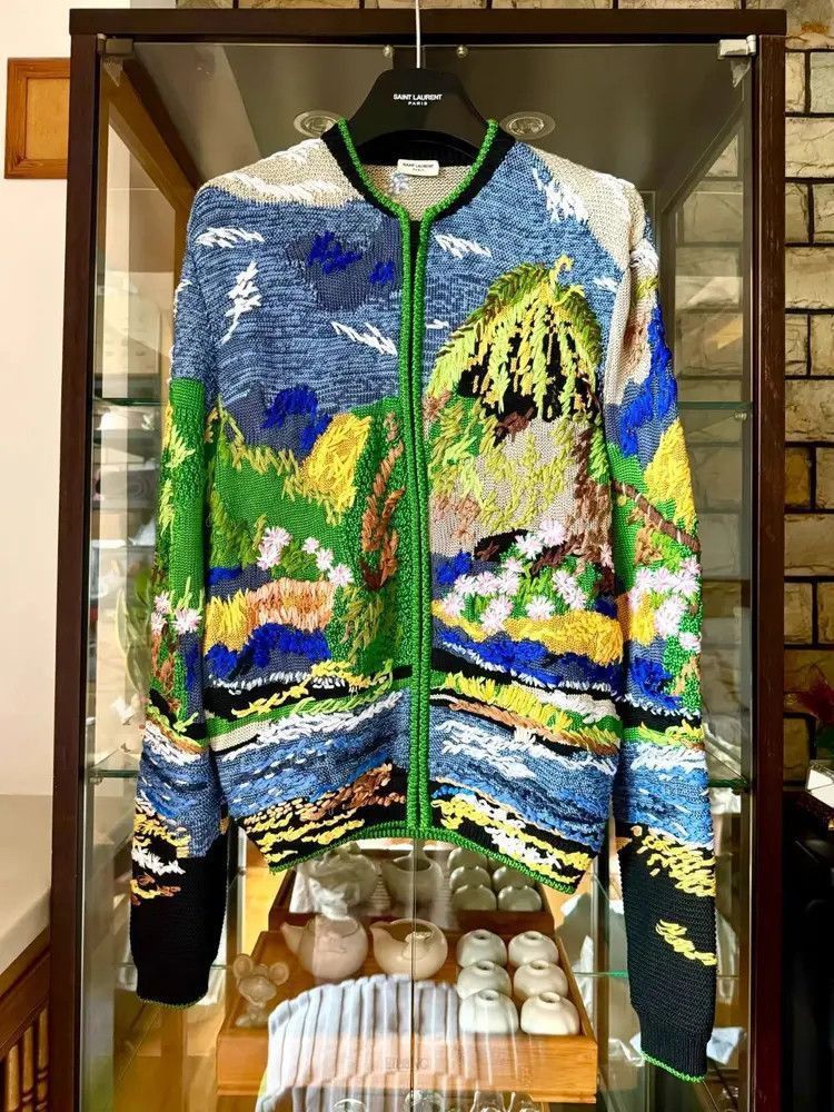 Saint Laurent Paris Saint Laurent Paris 21SS Painting Knitwear Jacket-2507 Size US XS / EU 42 / 0 - 7 Thumbnail