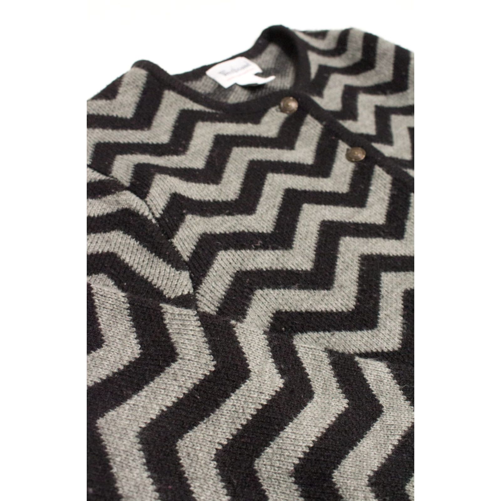 Vintage VINTAGE Westbound Cardigan Black Small Sweater Knit Zigzag Pattern 80s Chevron Fibers Size S / US 4 / IT 40 - 2 Thumbnail