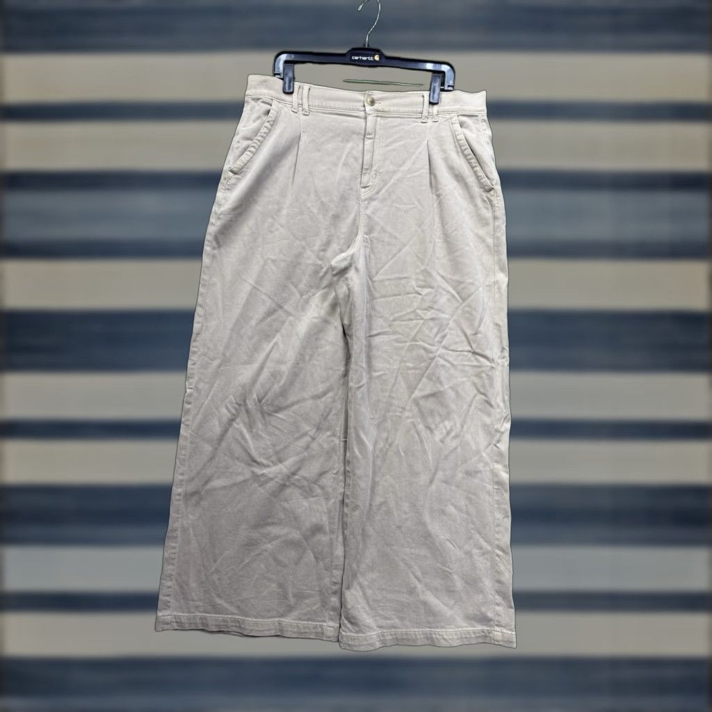 American Eagle Outfitters American Eagle Pants Womens 16 High Rise Baggy Wide Leg Cargo Stretch y2k Beige Size 38" / US 16 / IT 52 - 1 Thumbnail
