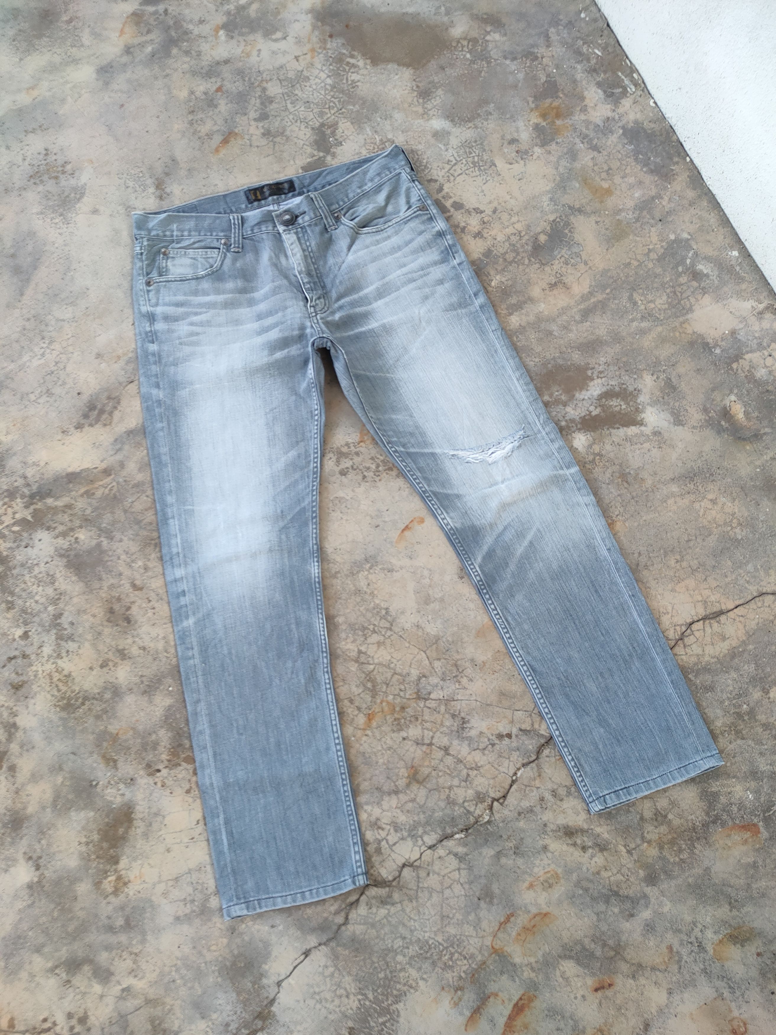 Black Label × Jean VINTAGE BACK NUMBER FADED RIPPED JEANS DENIM PANTS Size US 35 - 2 Thumbnail