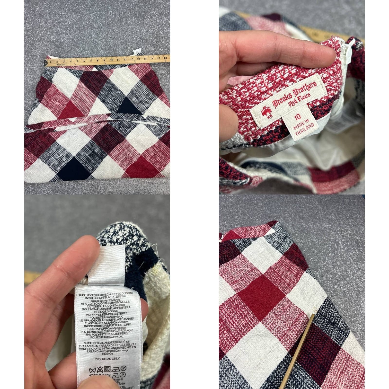 Brooks Brothers Brooks Brothers Skirt Womens 10 Plaid Red Fleece Stretch Knit Cotton Polyester Spandex Flare Knee Length Zipper Casual Travel Classic Modern Size 32" / US 10 / IT 46 - 8 Thumbnail