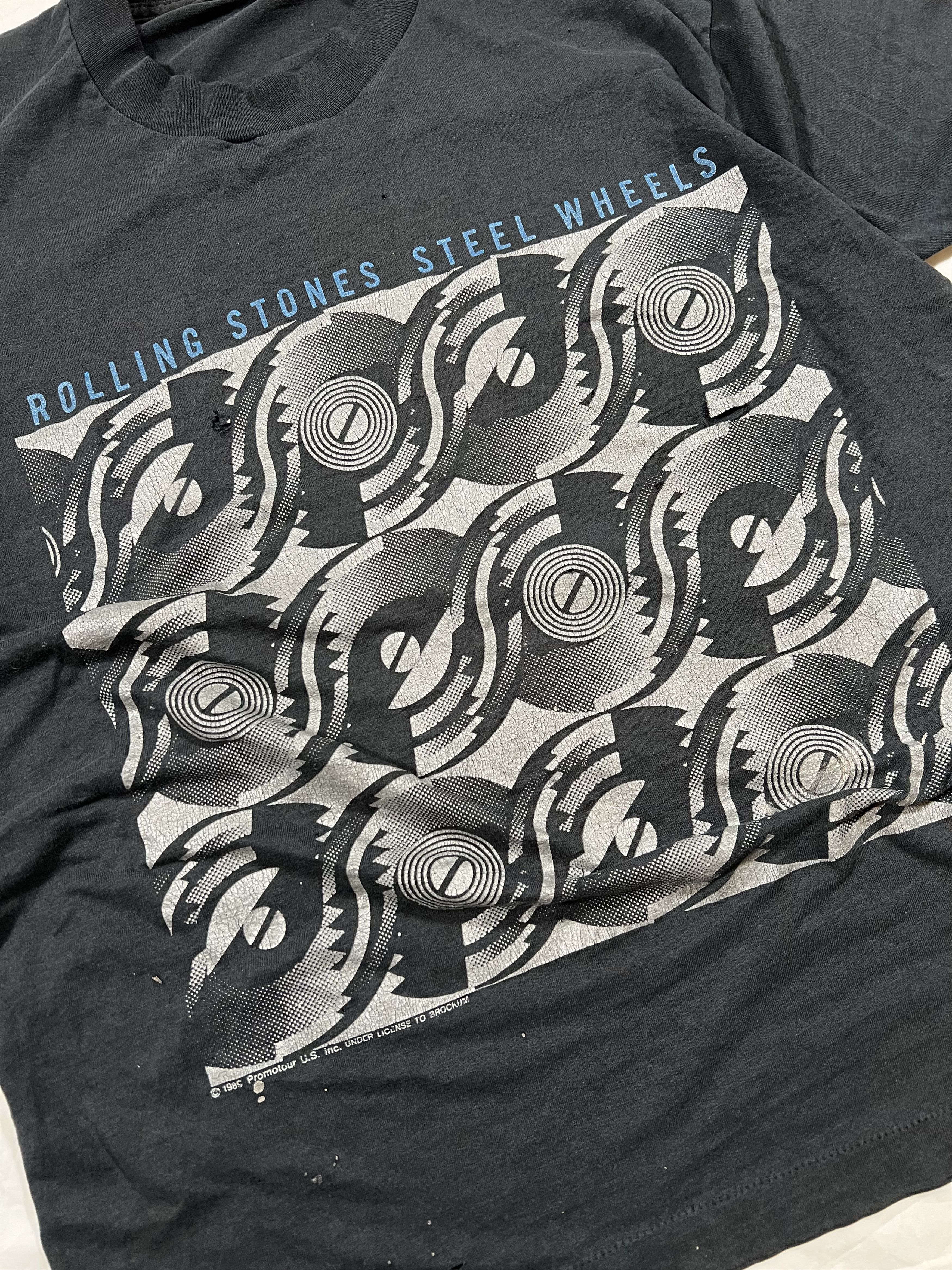 Band Tees Vintage Faded Distressed The Rolling Stones Steel Wheels Tee Size US M / EU 48-50 / 2 - 2 Thumbnail