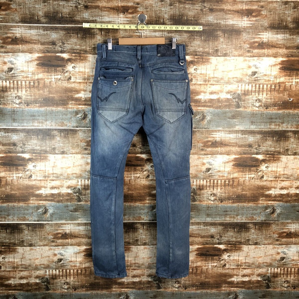 Japanese Brand Field Core Blue ripped Distressed Denim cargo Pants #A2126 Size US 29 - 17 Thumbnail