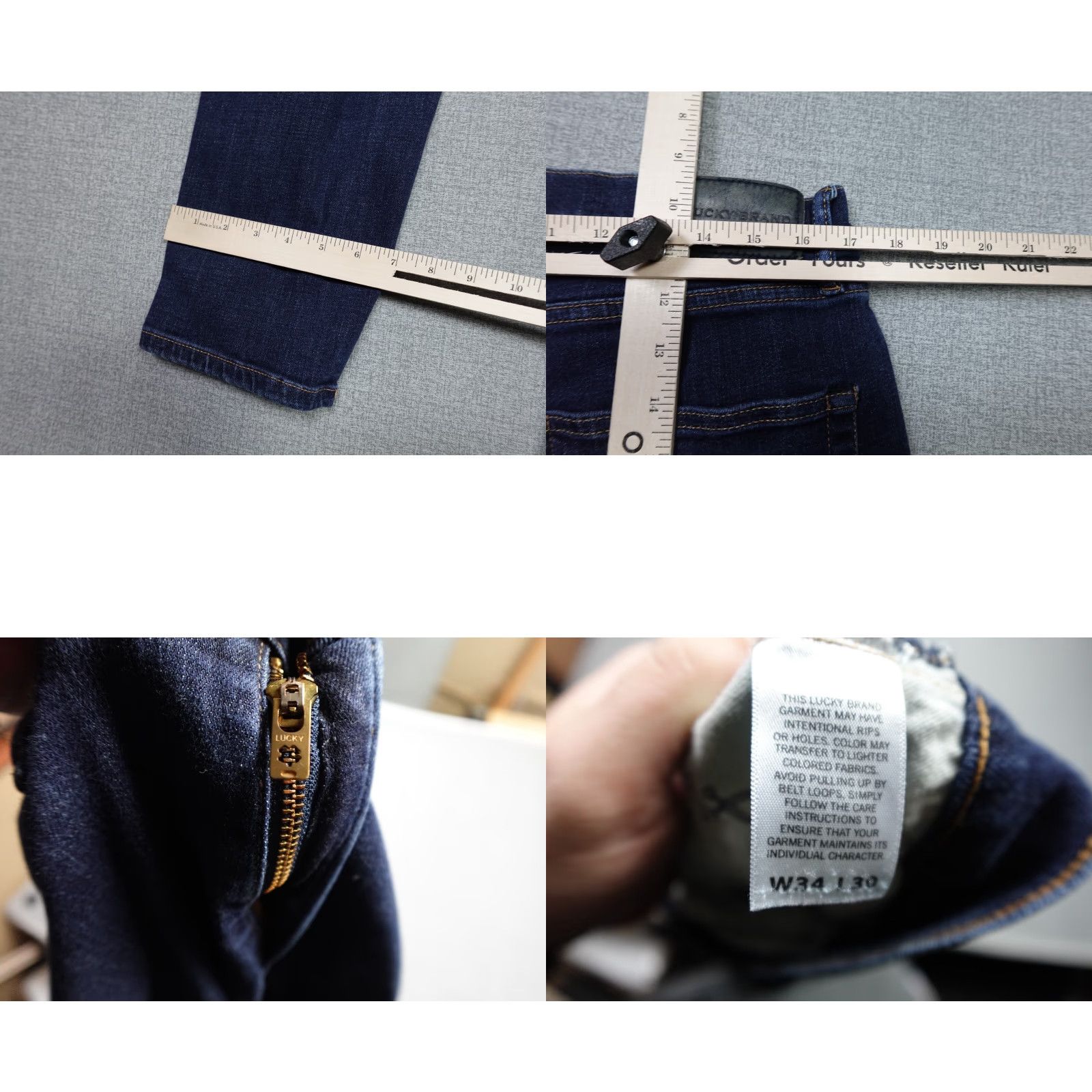 Lucky Brand Lucky Brand Jeans Mens 34x30 Blue Straight Dark Wash Western Stretch Cowboy Jeans Size US 34 / EU 50 - 8 Thumbnail