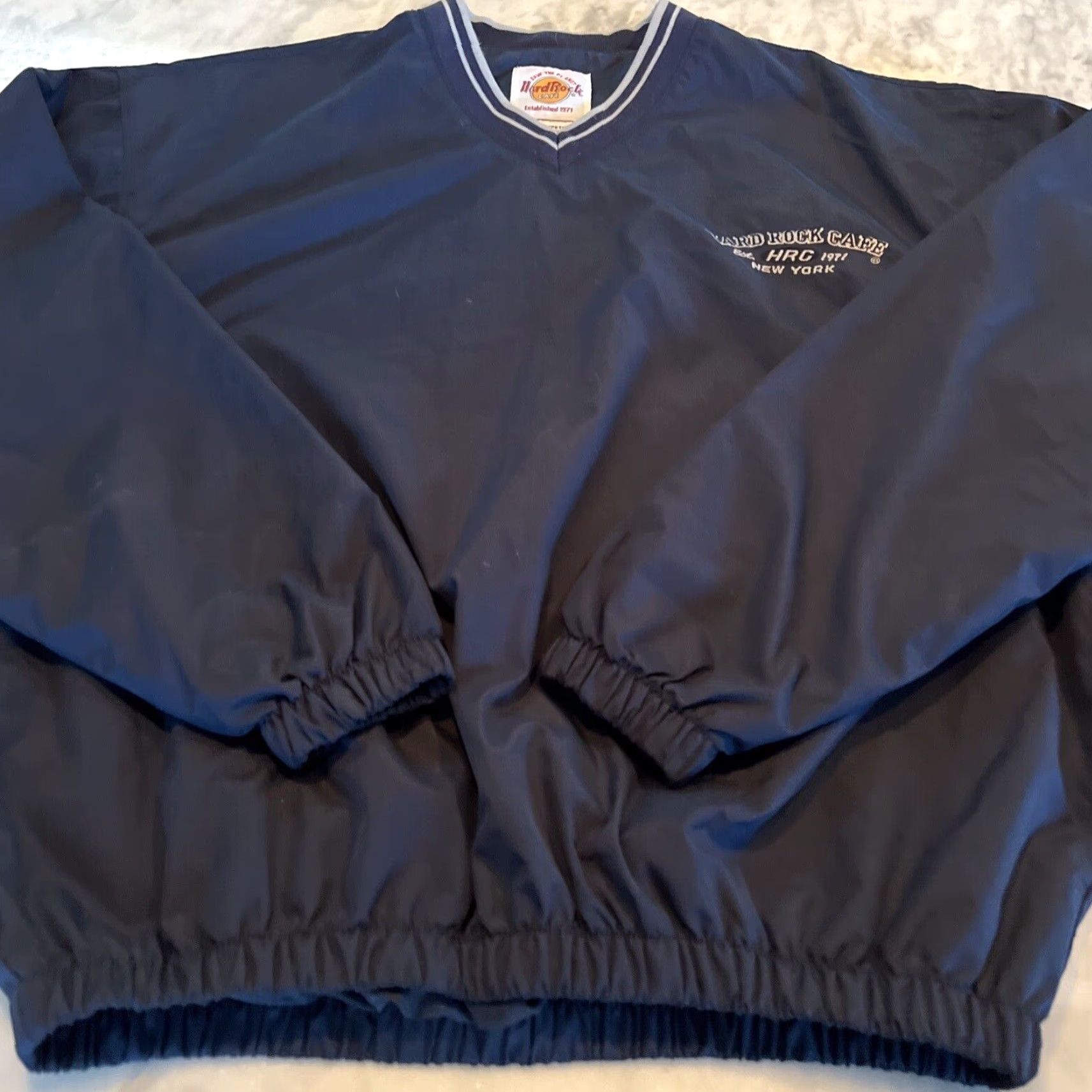 Hard Rock Cafe VINTAGE HARD ROCK CAFE Small Petit New York Nylon pullover windbreaker Jacket Navy Blue Mens Size US S / EU 44-46 / 1 - 3 Thumbnail
