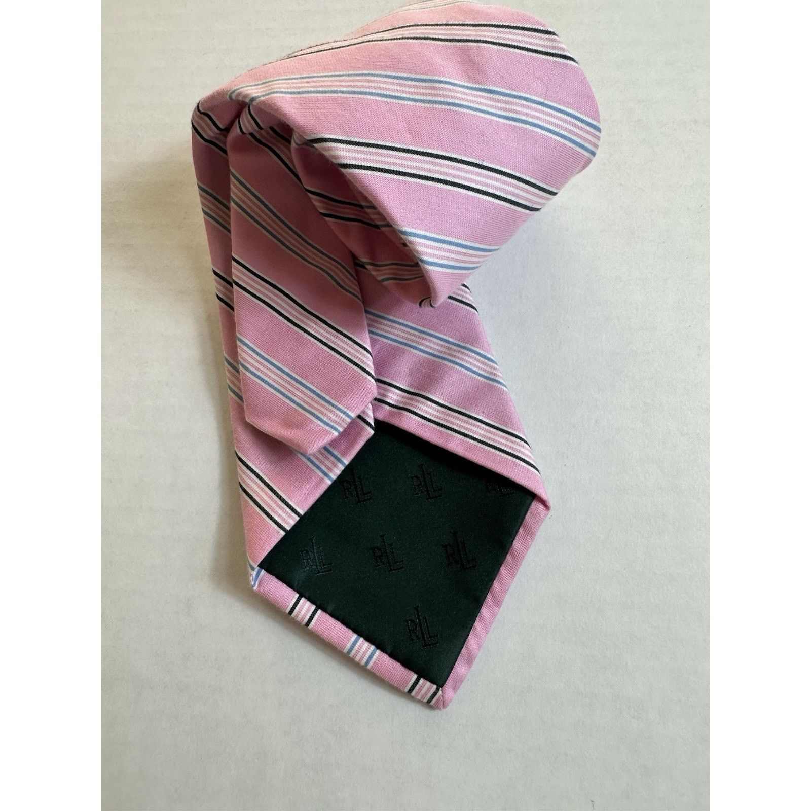 Lauren Ralph Lauren Lauren Ralph Lauren Neck Tie Pink Striped Silk/Cotton Preppy Size ONE SIZE - 3 Thumbnail
