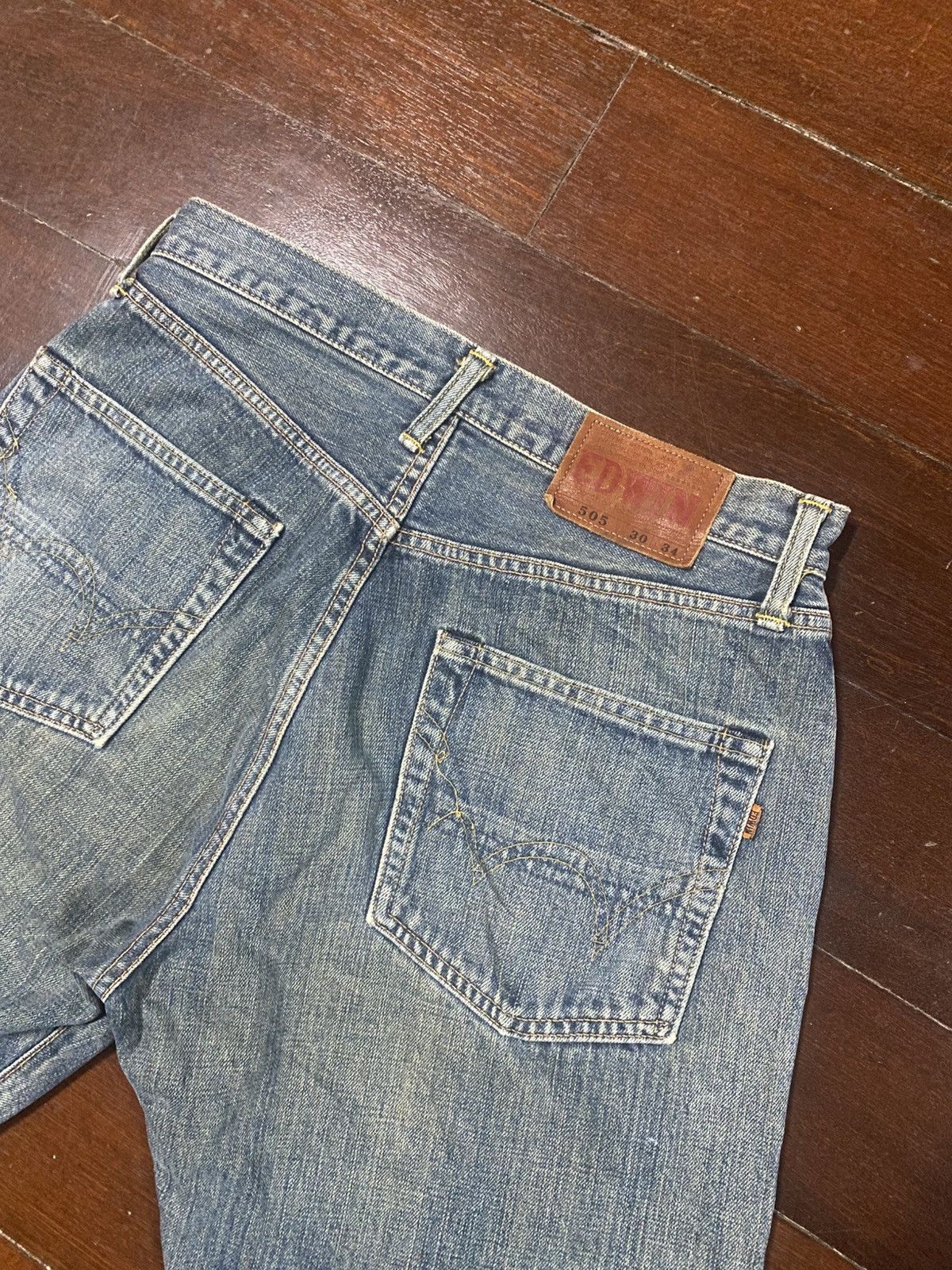 Kapital VINTAGE EDWIN 505 SELVEDGE BAGGY RUSTY DISTRESSED DENIM Size US 32 / EU 48 - 10 Thumbnail