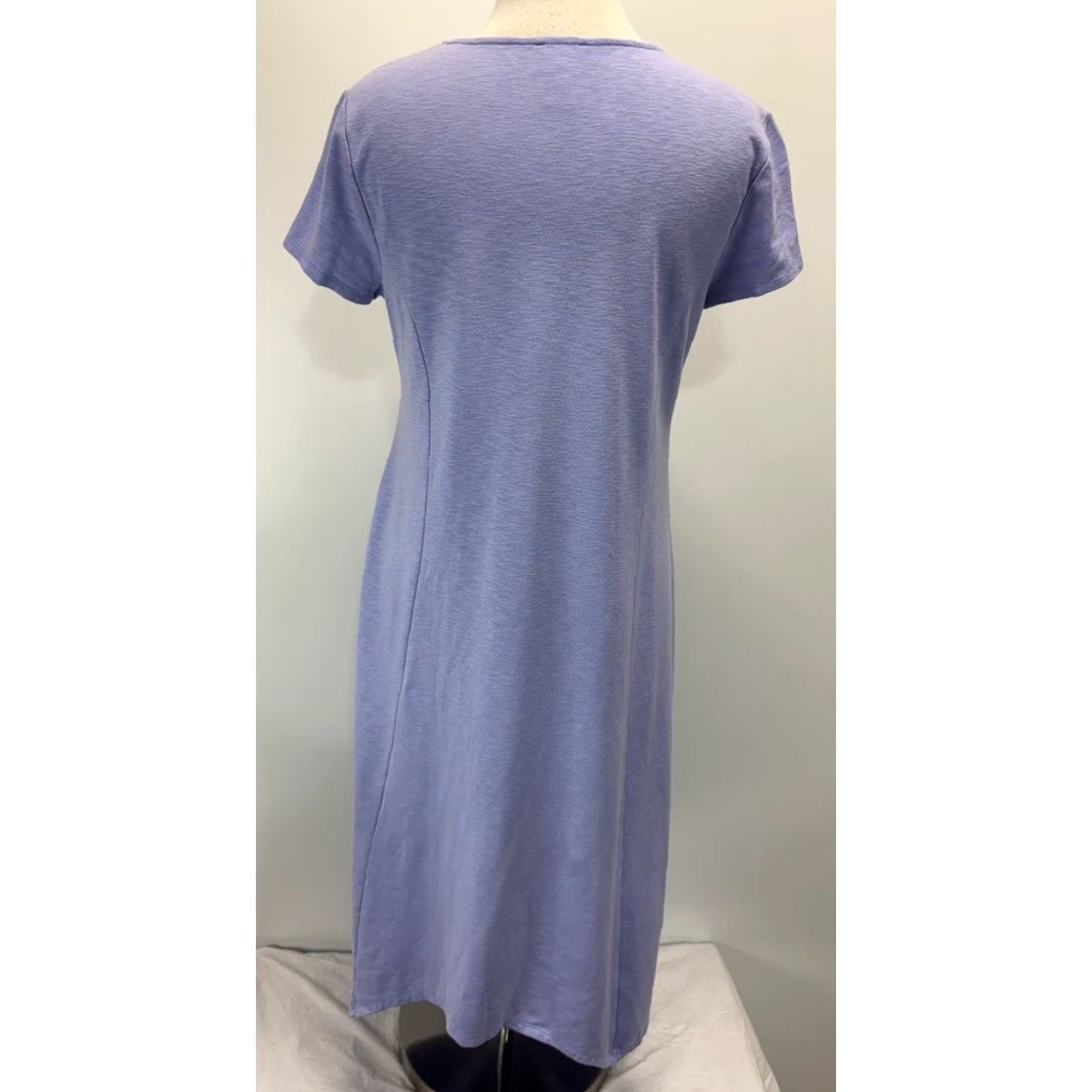 Vintage VINTAGE Chico's Dress Midi Shift Women's Medium Purple Short Sleeve Asymmetric Hem Casual Travel Size 32" / US 10 / IT 46 - 3 Thumbnail