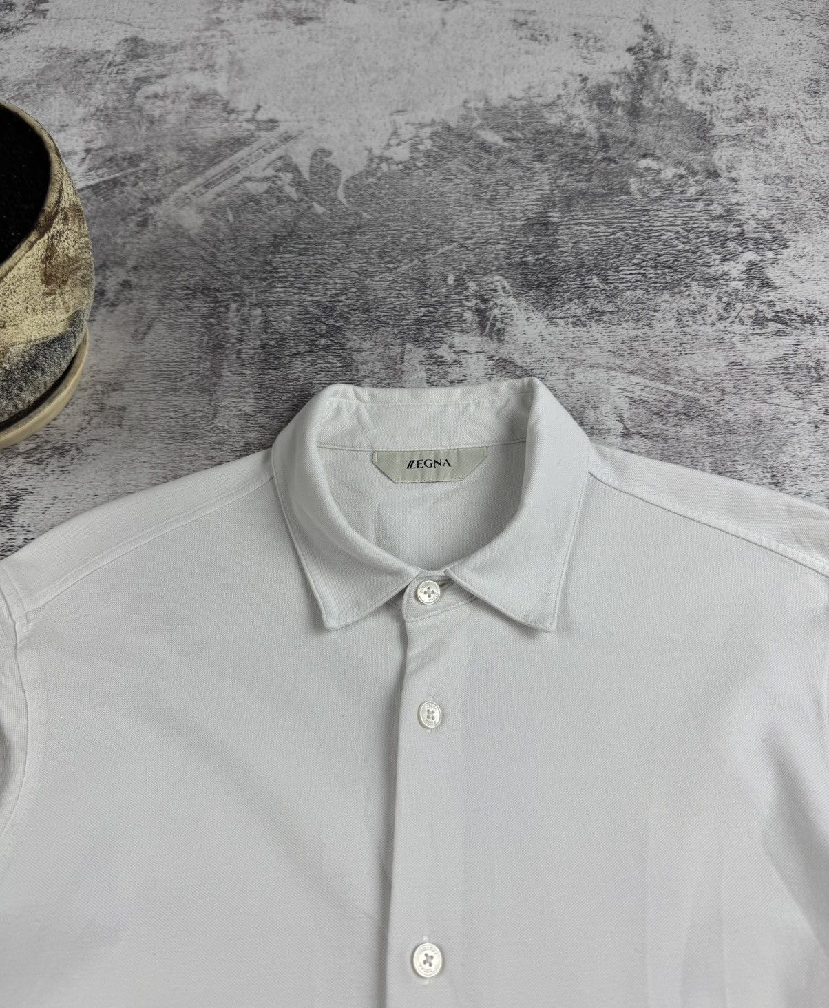 Z Zegna Vintage Z Zegna White Luxury Medium Classic Longsleeve Luxury Button Blank Shirt Size US M / EU 48-50 / 2 - 7 Thumbnail