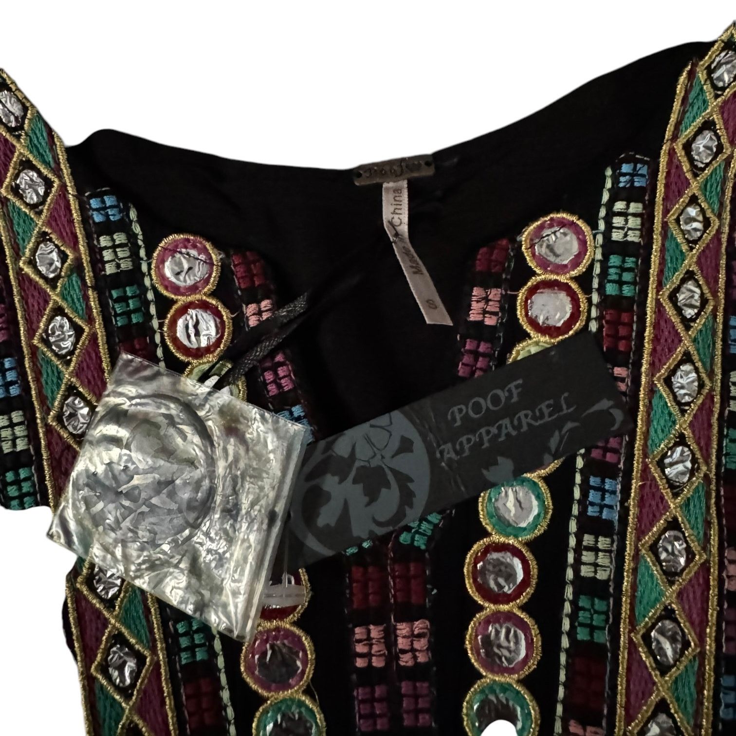 Other Poof Apparel Loose Fit Black Shirt w/Embroidery – Small NWT Size S / US 4 / IT 40 - 3 Thumbnail
