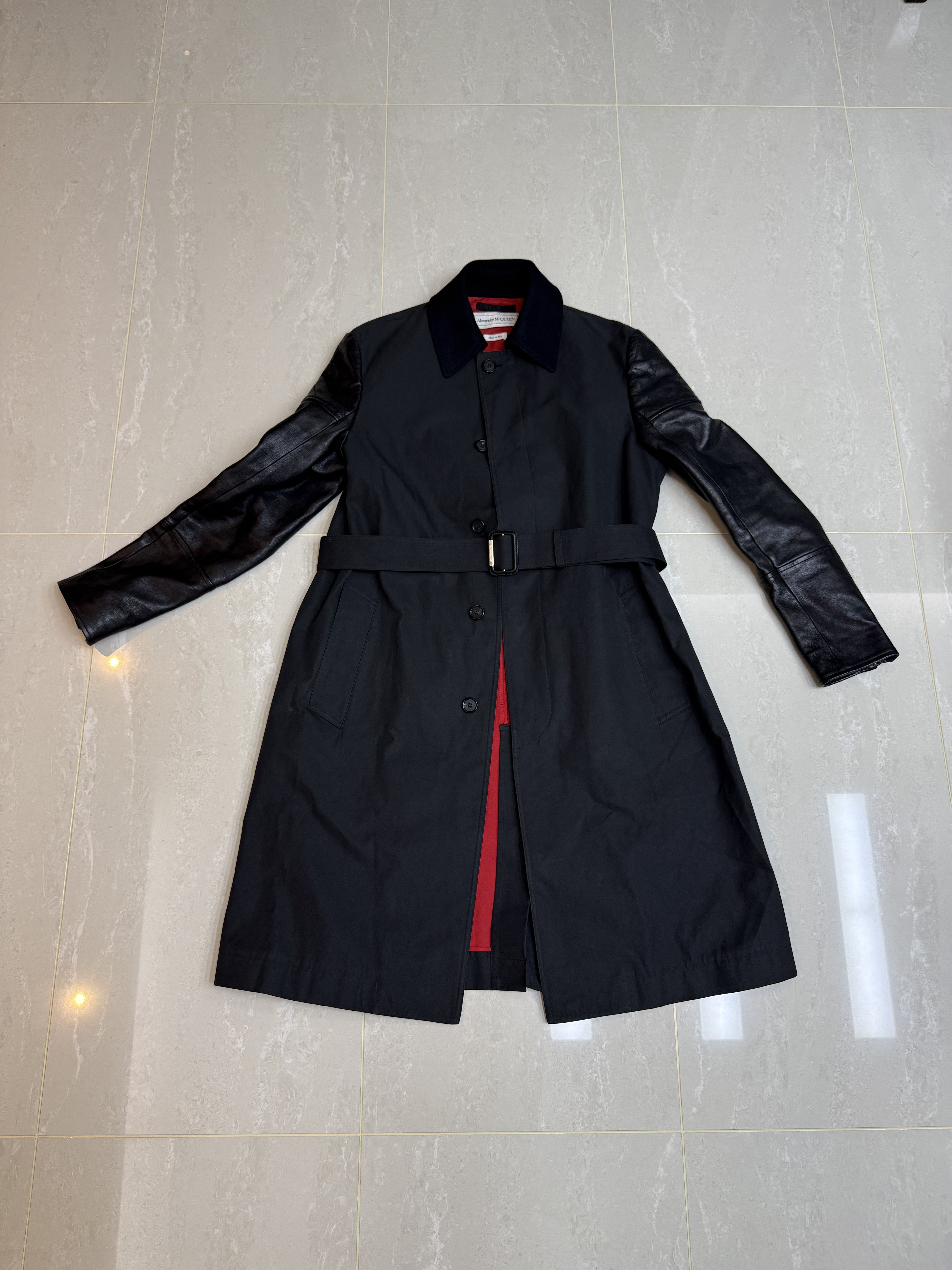 Alexander McQueen Alexander McQueen FW20 Leather Sleeve Trench Coat Jacket Size US S / EU 44-46 / 1 - 1 Thumbnail