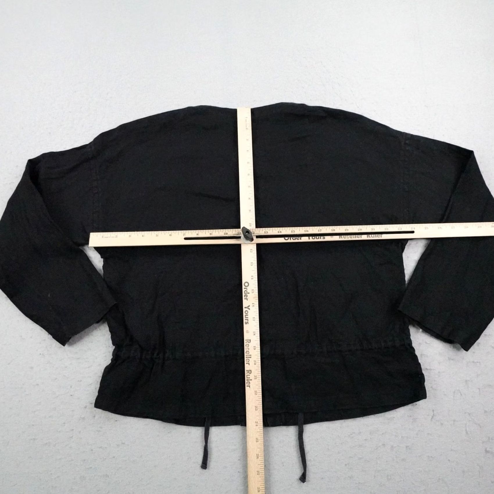 Eileen Fisher Eileen Fisher Jacket Womens Small Black Organic Linen Collarless Full Zip Up Size S / US 4 / IT 40 - 5 Thumbnail