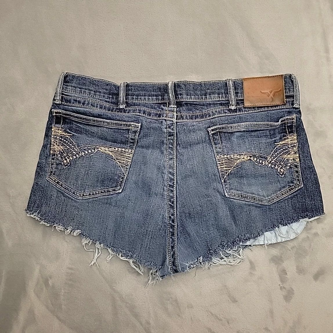 Wrangler Wrangler 20x Shorts Denim 36 Women 90s Y2K Distressed Micro Mini Western Cowboy Denim Shorts Blue Baggy 5-Pocket Womens Size 25" / US 0 / IT 36 - 4 Thumbnail