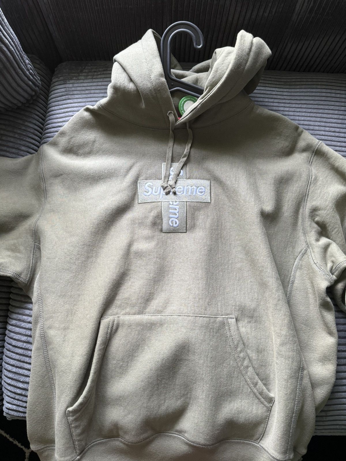 image of Supreme Cross Box Logo Light Olive, Men's (Size Medium)