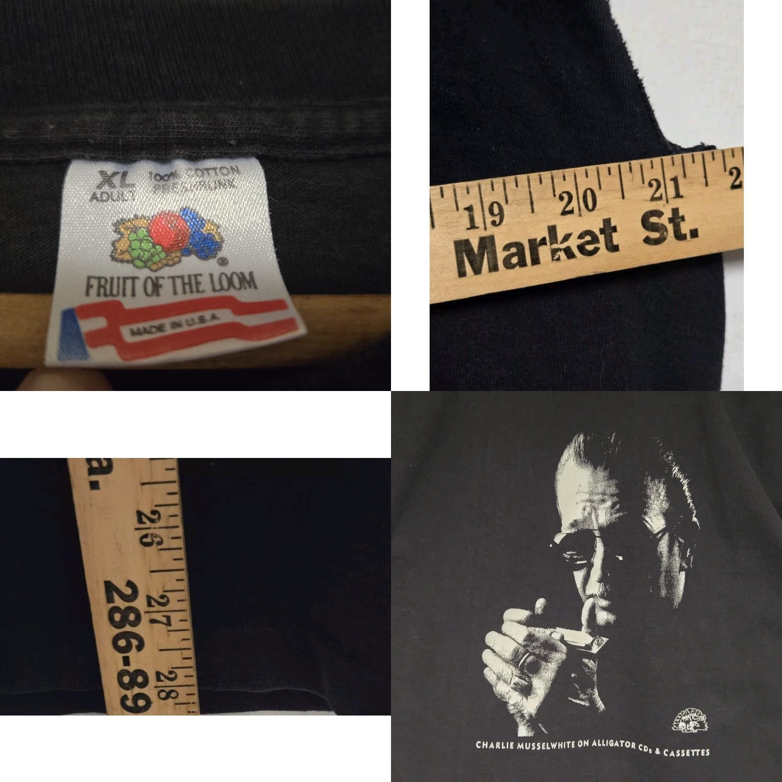 Vintage VINTAGE Charlie Musselwhite Concert T-Shirt Mens XL Black 1991 1990s Stitch READ Size US XL / EU 56 / 4 - 8 Thumbnail