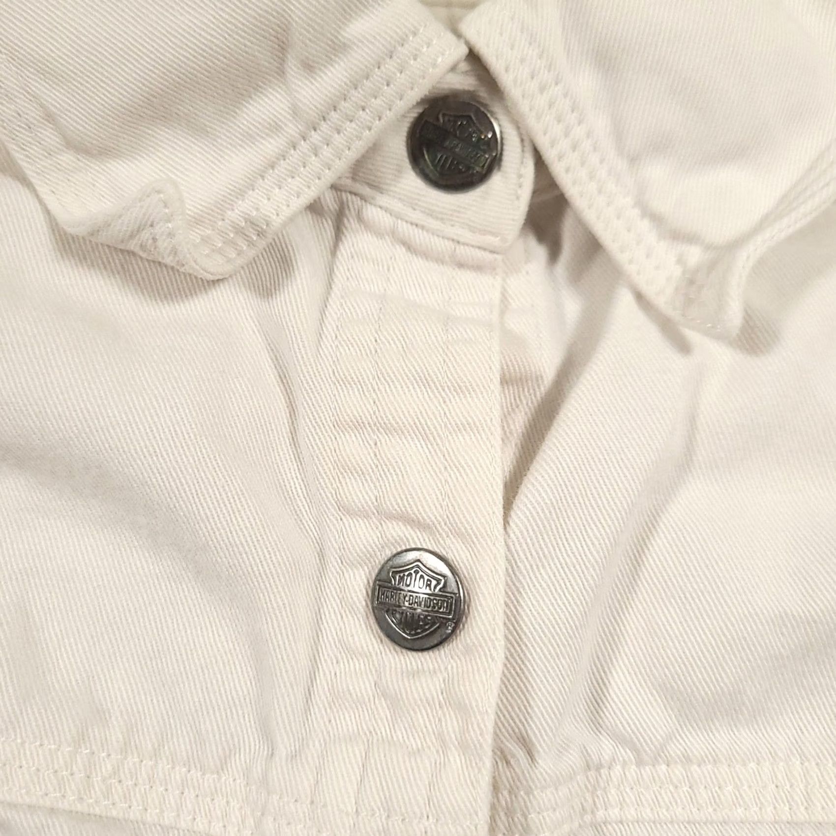 Harley Davidson Harley-Davidson Shirt Womens Small Off-White Snap Front Canvas Embroidered Wings Shirt Size S / US 4 / IT 40 - 5 Thumbnail