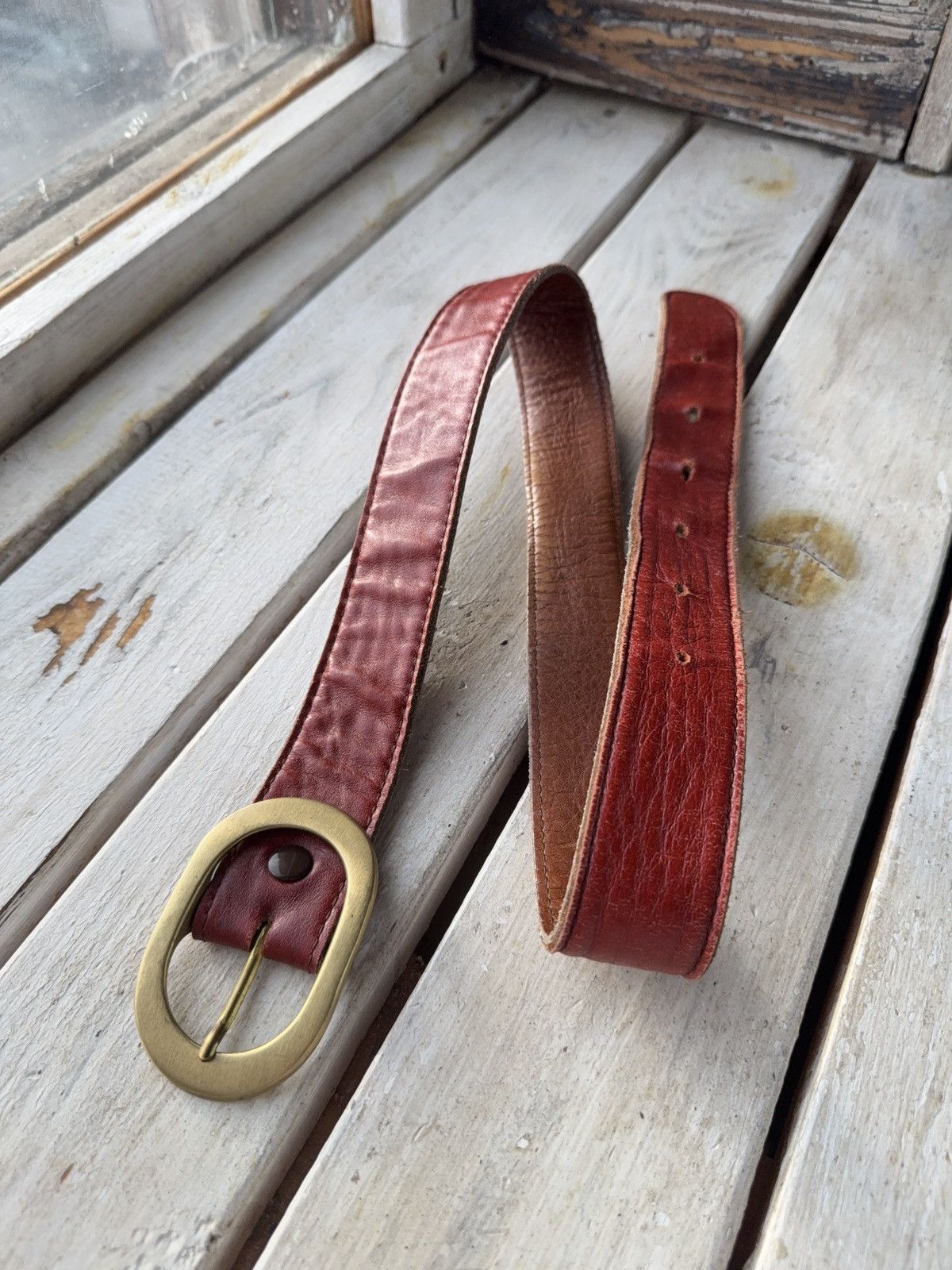 Japanese Brand Vintage Retro 90s Opium Real Leather Japanese style belt Size ONE SIZE - 3 Thumbnail