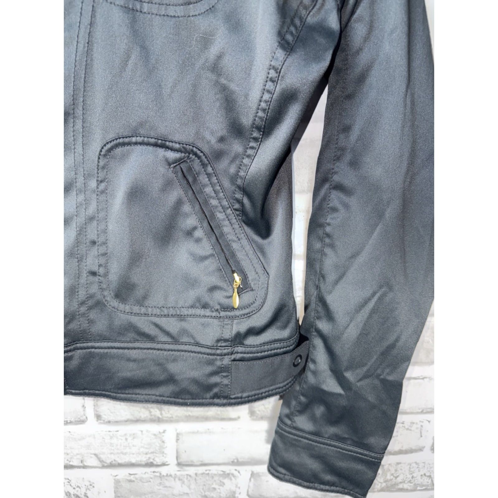 Nike VINTAGE Nike Satin Cafe Style Jacket Black Gold Details Long Sleeve Womens Size M Size M / US 6-8 / IT 42-44 - 5 Thumbnail
