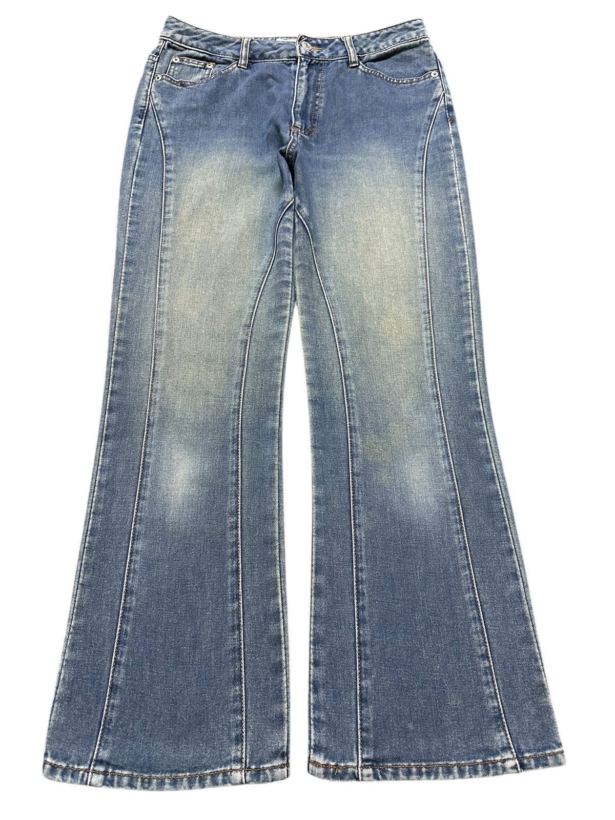 Vintage Japanese Brand Mud Wash Faded Wide Leg Bootcut Jeans