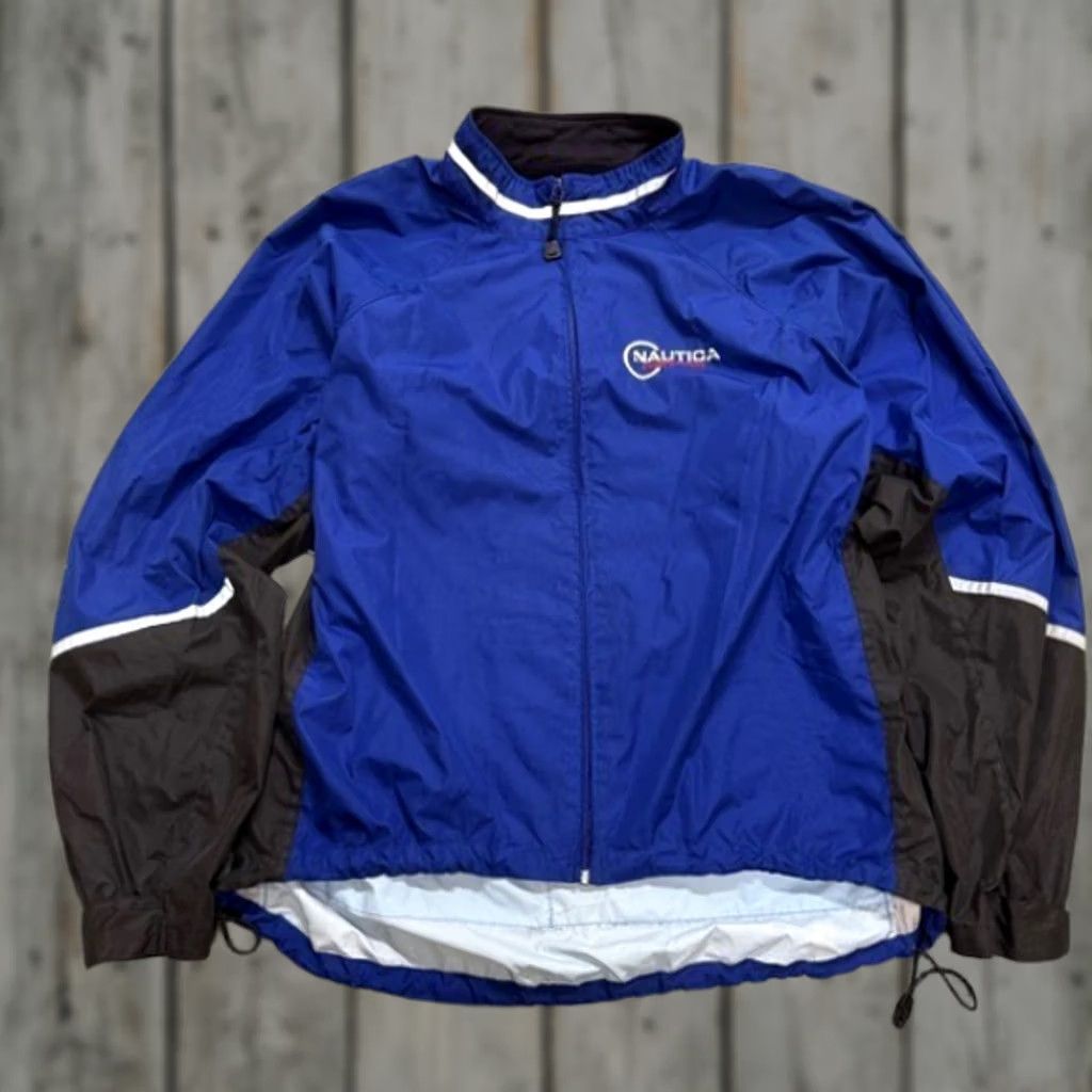 Nautica VINTAGE Nautica Jacket Nylon Windbreaker 2XL Men Royal Blue Black Mid-Length Ski Jacket Big & Tall Mens Blue Windbreaker Size US XXL / EU 58 / 5 - 1 Thumbnail
