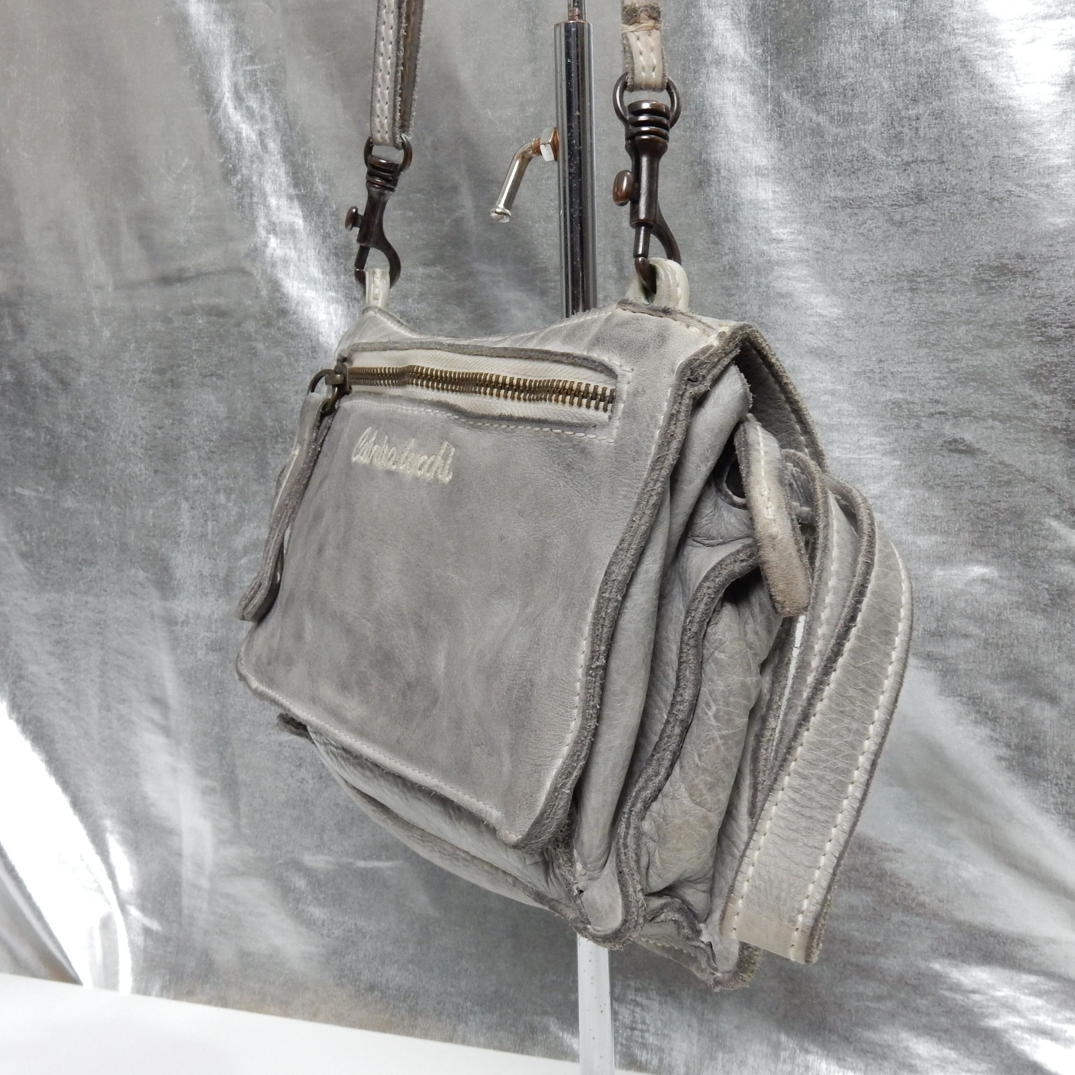 Genuine Leather × Vintage Italian designer real leather grey crossbody bag Size ONE SIZE - 6 Thumbnail