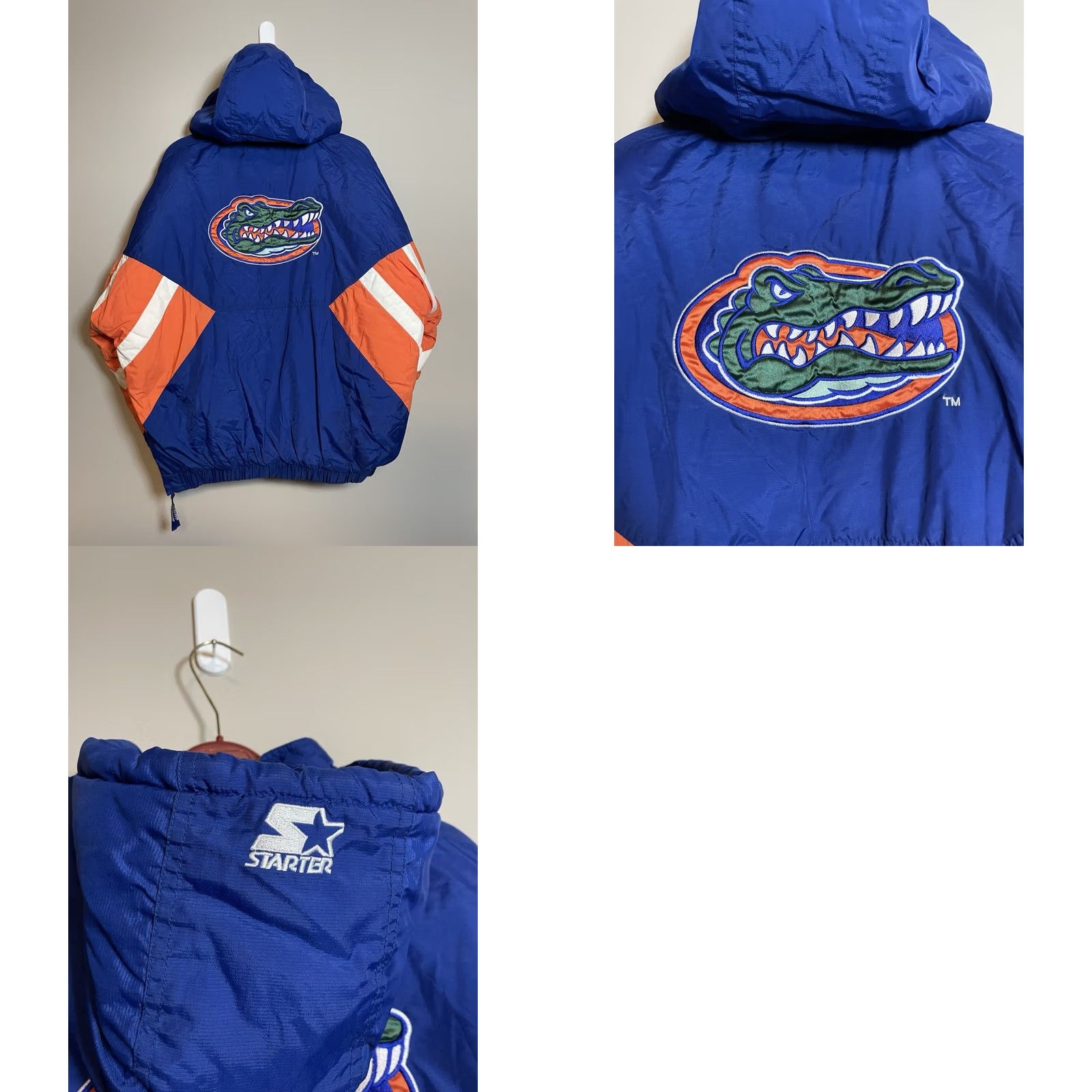 Starter VINTAGE Starter Florida Gators Hooded Puffer Jacket NCAA Half Zip XL Men Blue & Orange Embroidered Logo Size US XL / EU 56 / 4 - 8 Thumbnail
