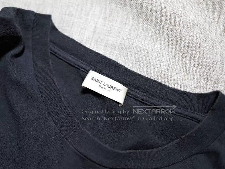 Saint Laurent Paris Saint Laurent Paris Black distressed embroidered T-shirt Size US L / EU 52-54 / 3 - 3 Thumbnail