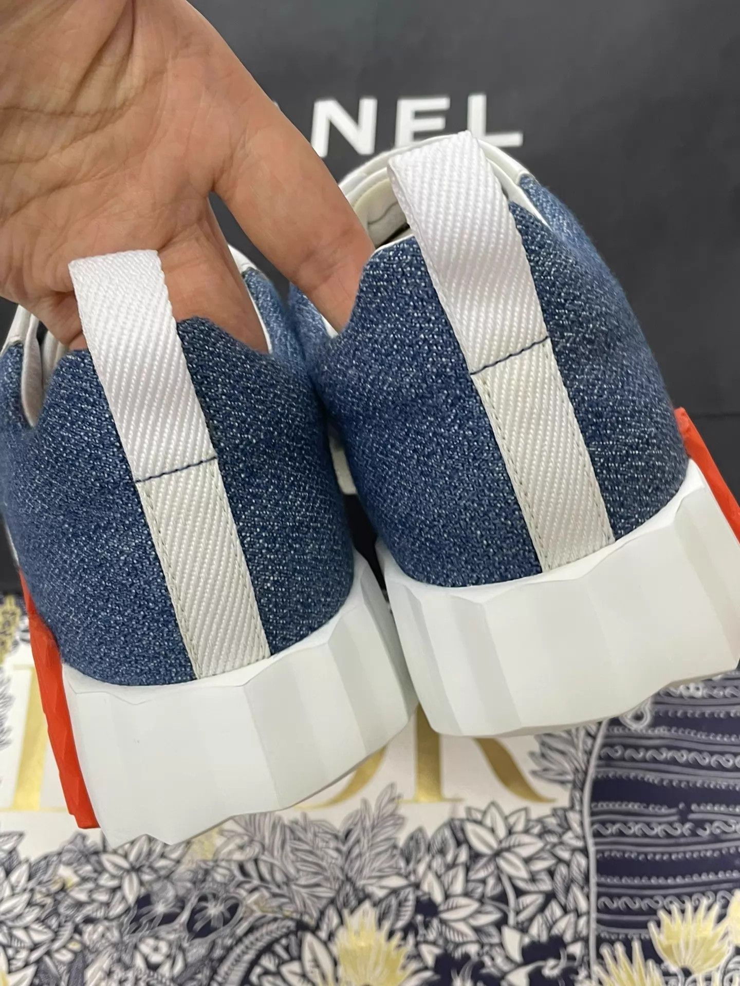Hermes Hermes Denim Blue Color Block Sneakers Women's 38 New Unworn Size US 7.5 / IT 37.5 - 5 Thumbnail