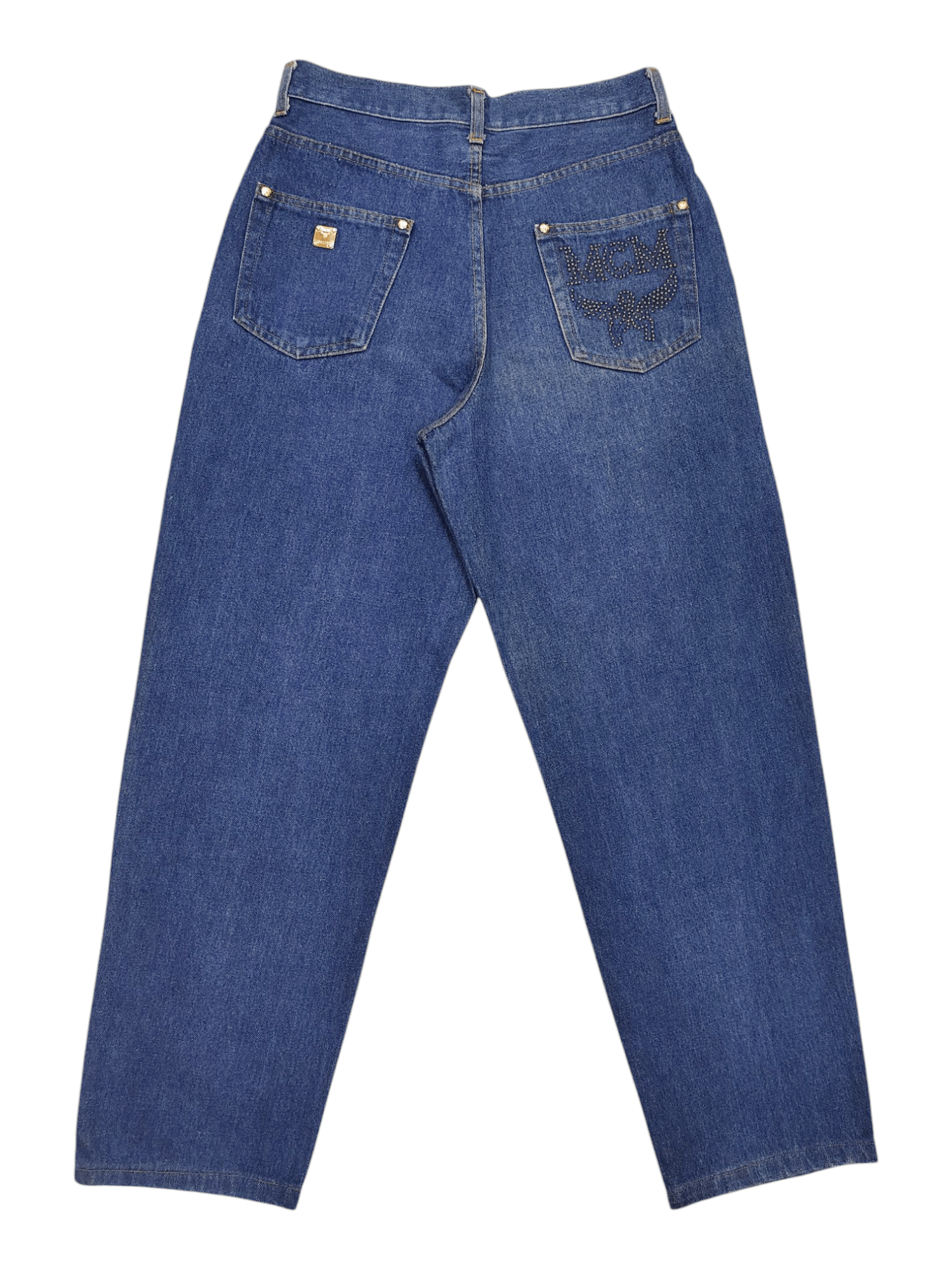 MCM 90s MCM💥Archive Y2K Studded Logo High Waist Baggy Jeans Size 31" - 1 Thumbnail