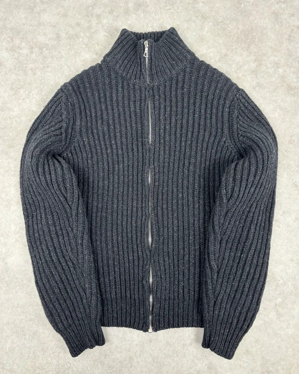 Dries Van Noten Dries Van Noten Dark Grey Wool Minimalist Zip-up Sweater Size US M / EU 48-50 / 2 - 8 Thumbnail