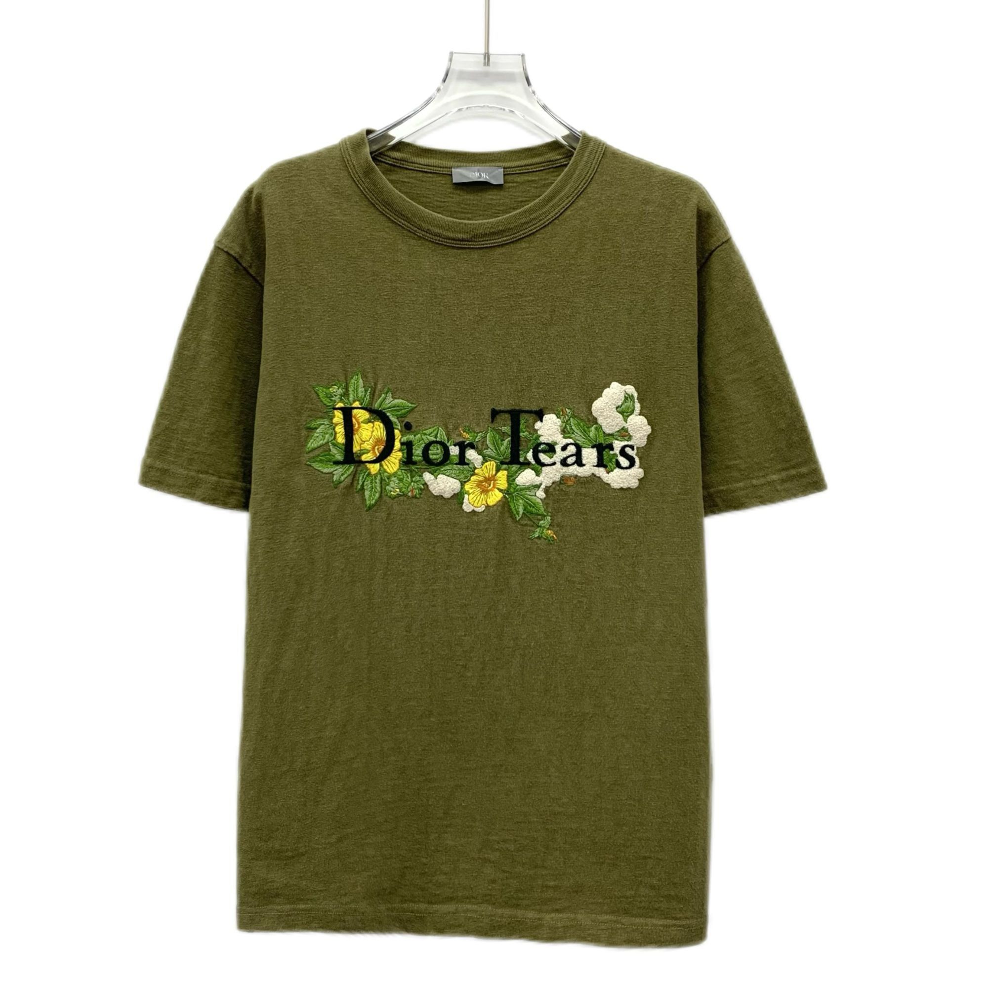 Dior Dior Khaki Green Floral Logo Embroidered Cotton Crewneck T-S Size US XS / EU 42 / 0 - 1 Thumbnail