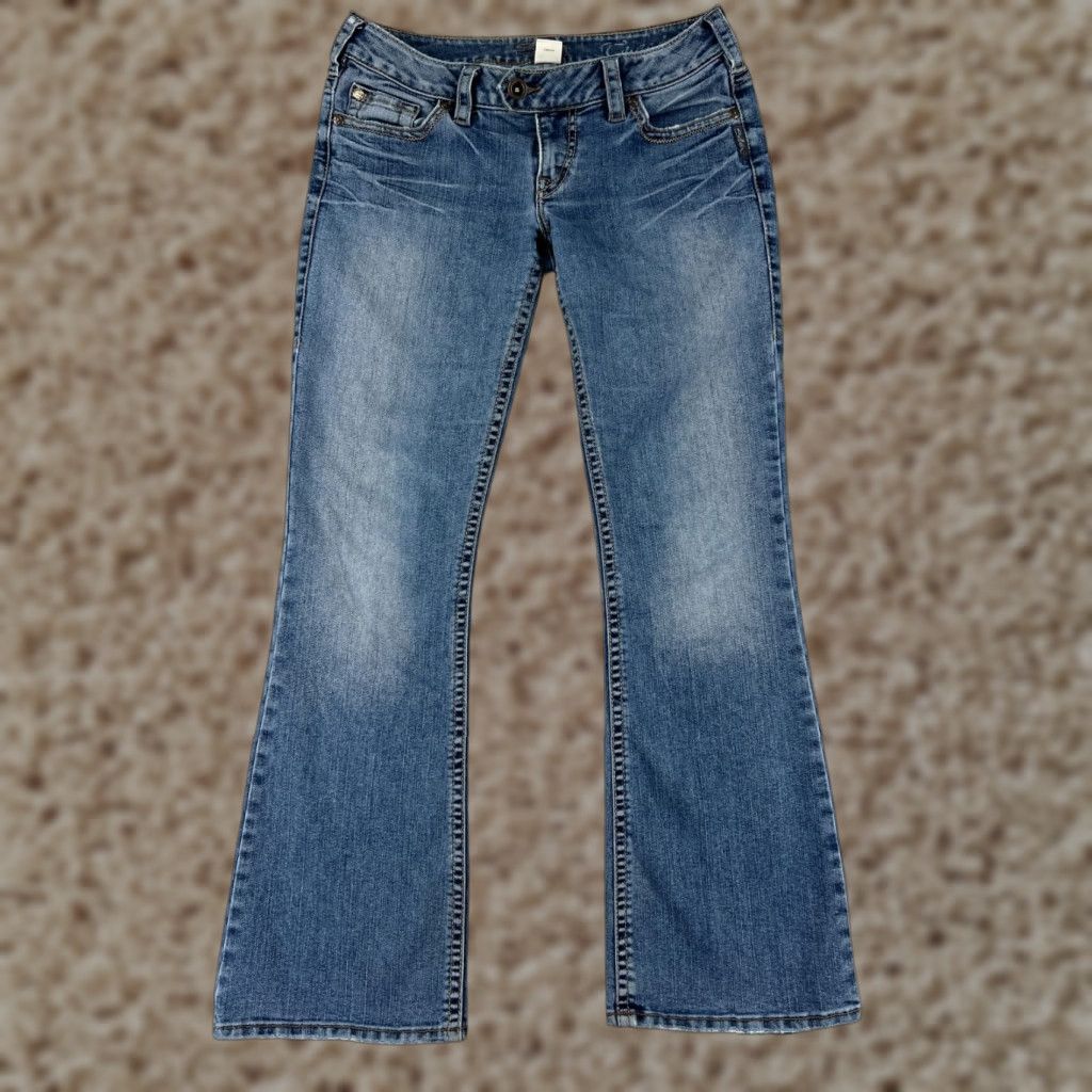 Silver Jeans Co. Silver Jeans Womens Jeans Bootcut 29 Blue Denim Embroidered Light Wash 5-Pocket Size 29" - 1 Thumbnail