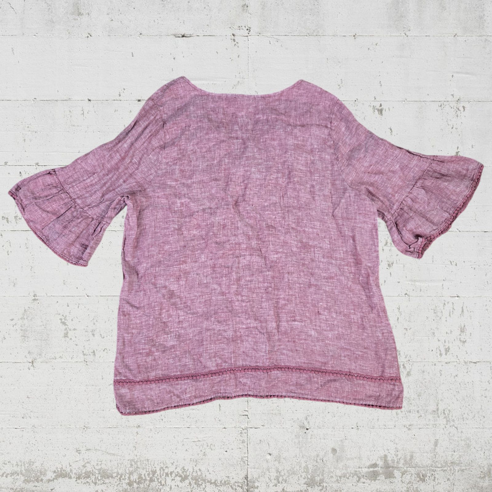 Other Tahari Washed Red Linen Peasant Blouse Size 2X Size XXL / US 16-18 / IT 52-54 - 8 Thumbnail