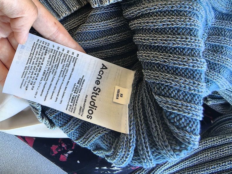 Acne Studios Acne Studios Blue-gray striped denim patchwork knitted car Size XS / US 0-2 / IT 36-38 - 3 Thumbnail