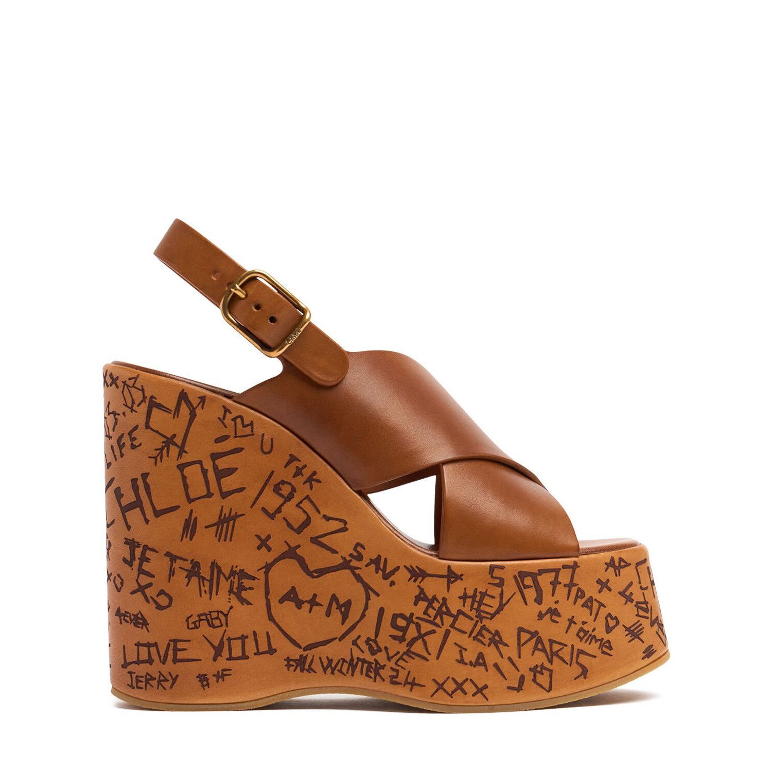 Chloe Maxime Brown Leather 130mm Heeled Sandals New & Authen