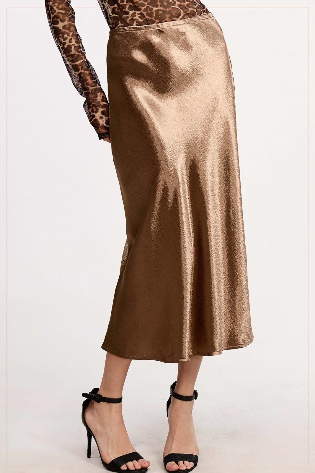 La Milano High-Waisted Midi Length Satin Effect Solid Skirt Size 28" / US 6 / IT 42 - 3 Thumbnail