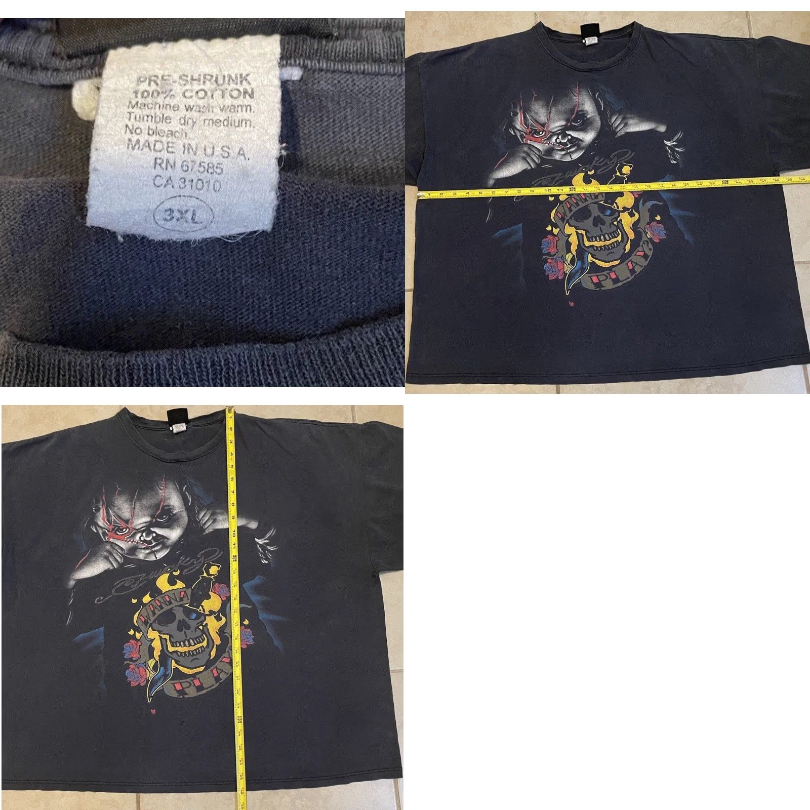 Vintage Vtg Chucky Faded Distress Shirt 3X Funny Grunge Ed Hardy Style Emo Movie 90s Y2K Size US XXL / EU 58 / 5 - 10 Thumbnail