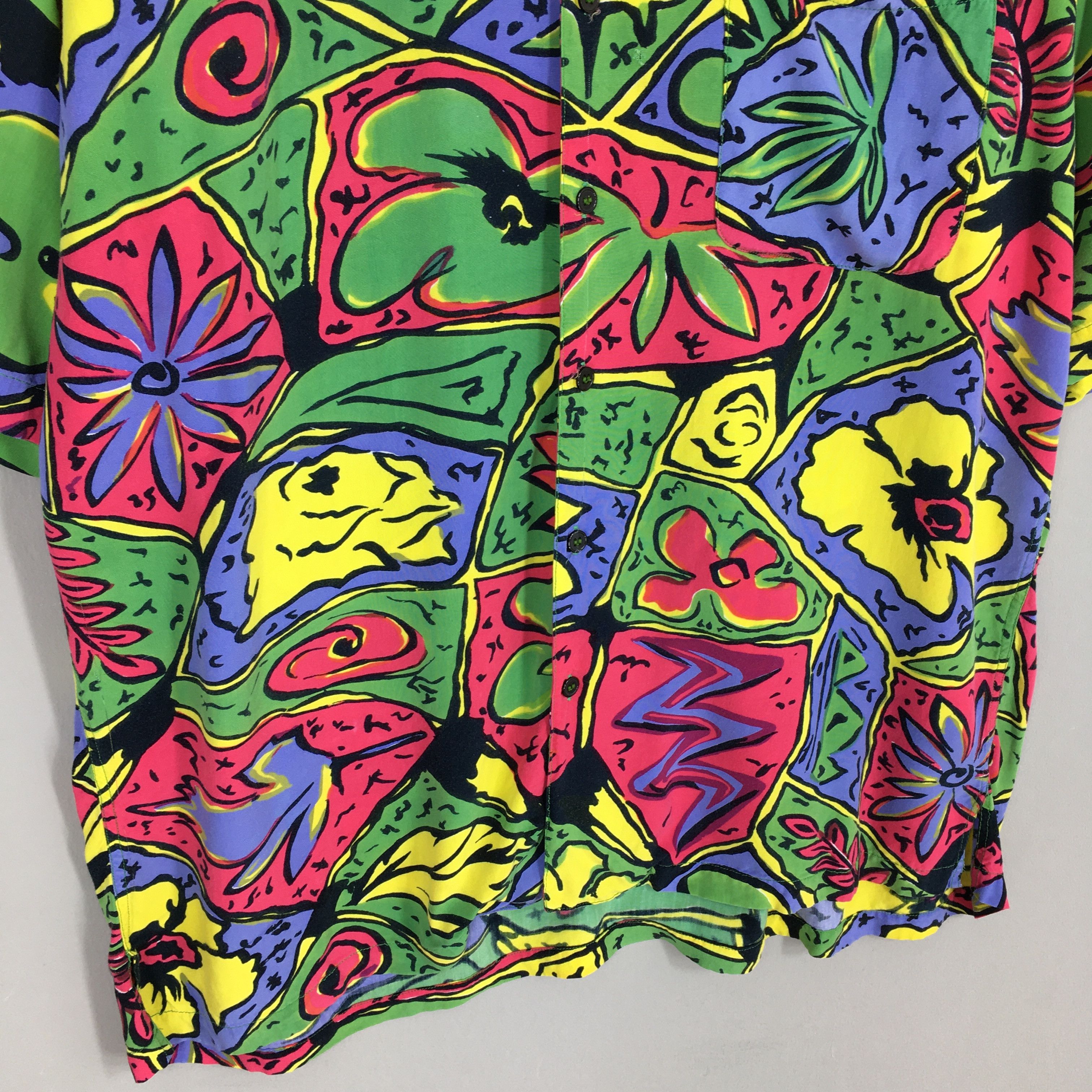 Art Comes First Vintage 80s Hawaiian Abstract Pop Art Rayon Shirt XLarge Size US XL / EU 56 / 4 - 4 Thumbnail