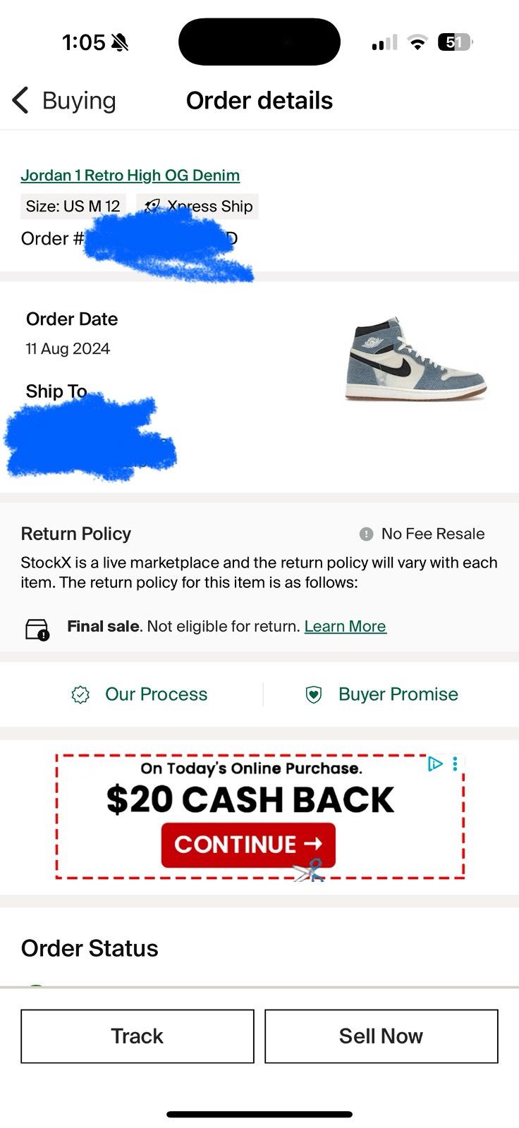 Jordan Brand Jordan 1 blue denim hi top sneakers Size US 12 / EU 45 - 8 Thumbnail