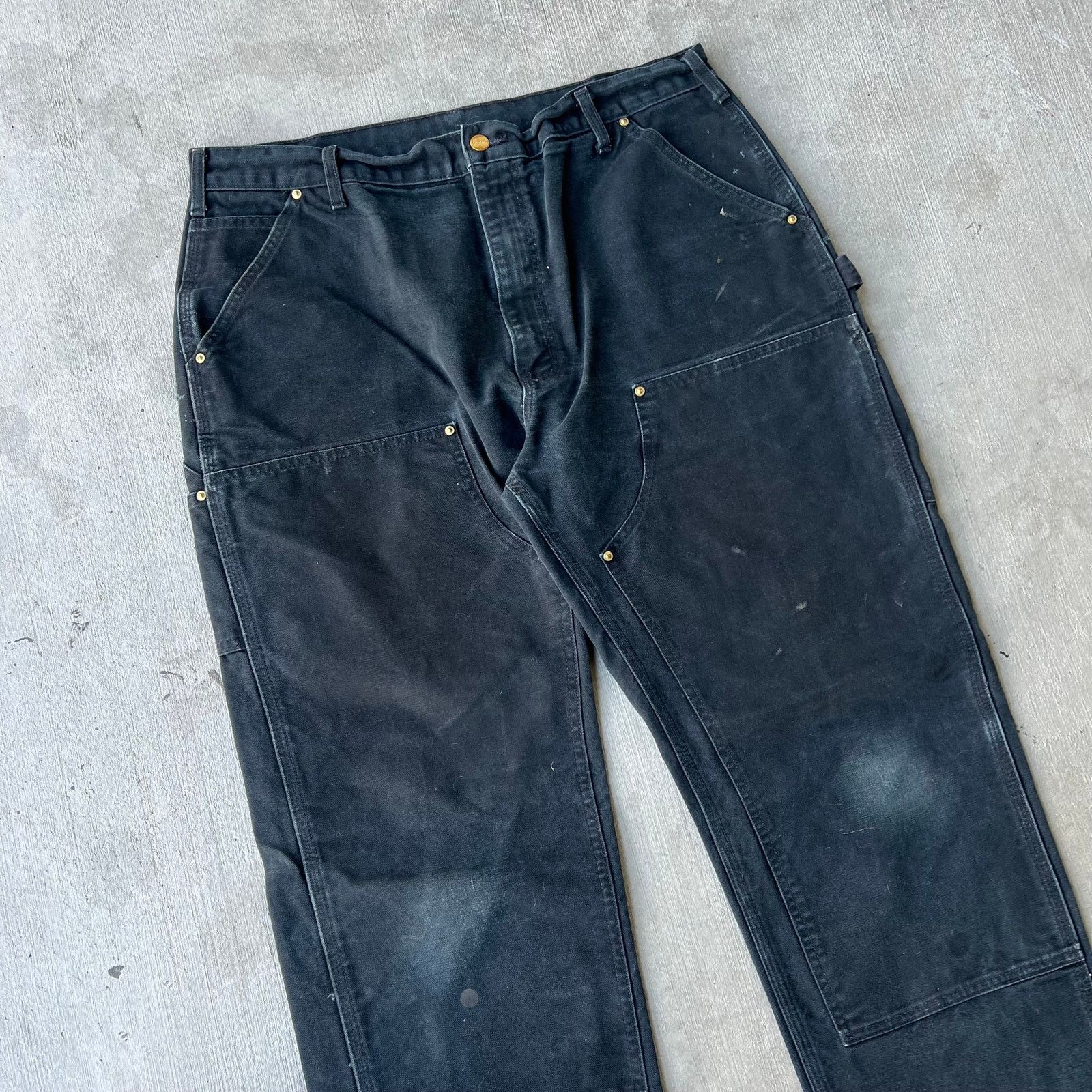 Carhartt × Vintage Carhartt faded black double knee work wear carpenter pants Size US 37 - 2 Thumbnail