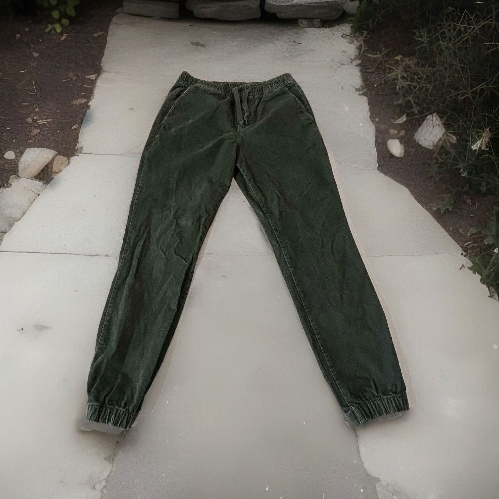 Gap Gap Corduroy Pants Women Small Green Drawstring Elastic Waist Pockets Modern 28in Inseam Size 28" / US 6 / IT 42 - 3 Thumbnail
