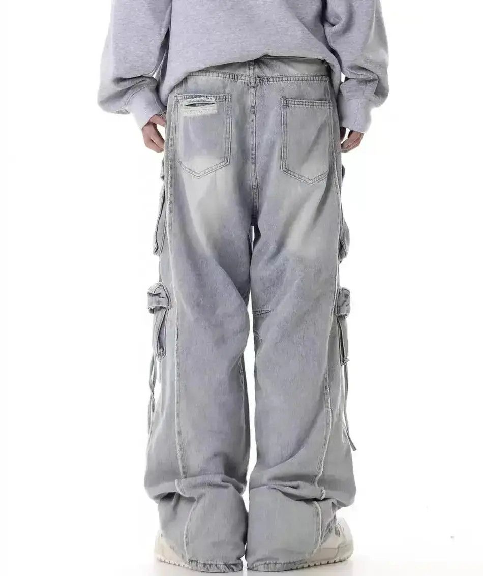 Japanese Brand Retro heavy industry beggar ripped workwear wide leg jeans Size US 32 / EU 48 - 2 Thumbnail