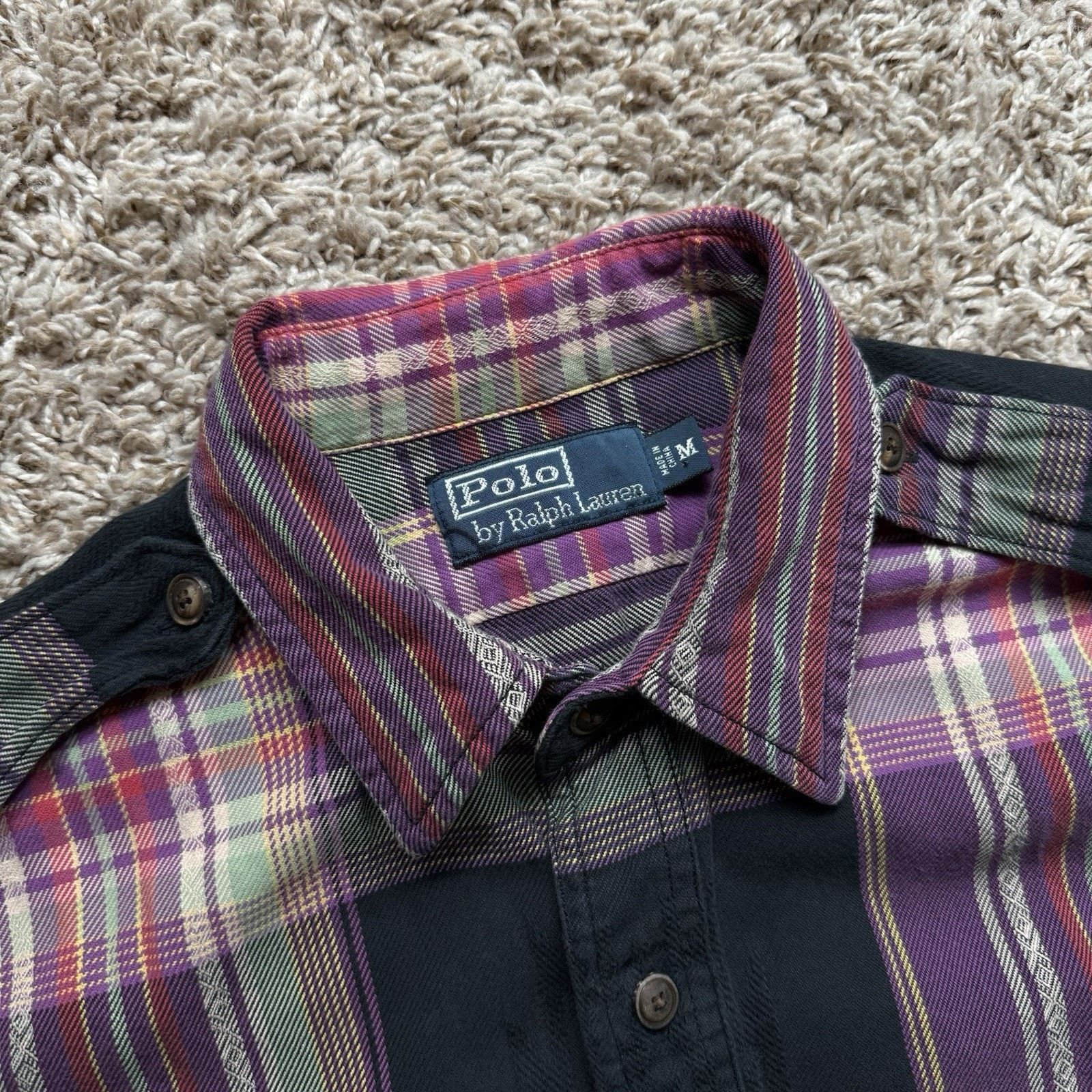 Polo Ralph Lauren × Ralph Lauren × Vintage Vintage Polo Ralph Lauren Aztec Plaid Shirt Purple Flannel Size US M / EU 48-50 / 2 - 3 Thumbnail
