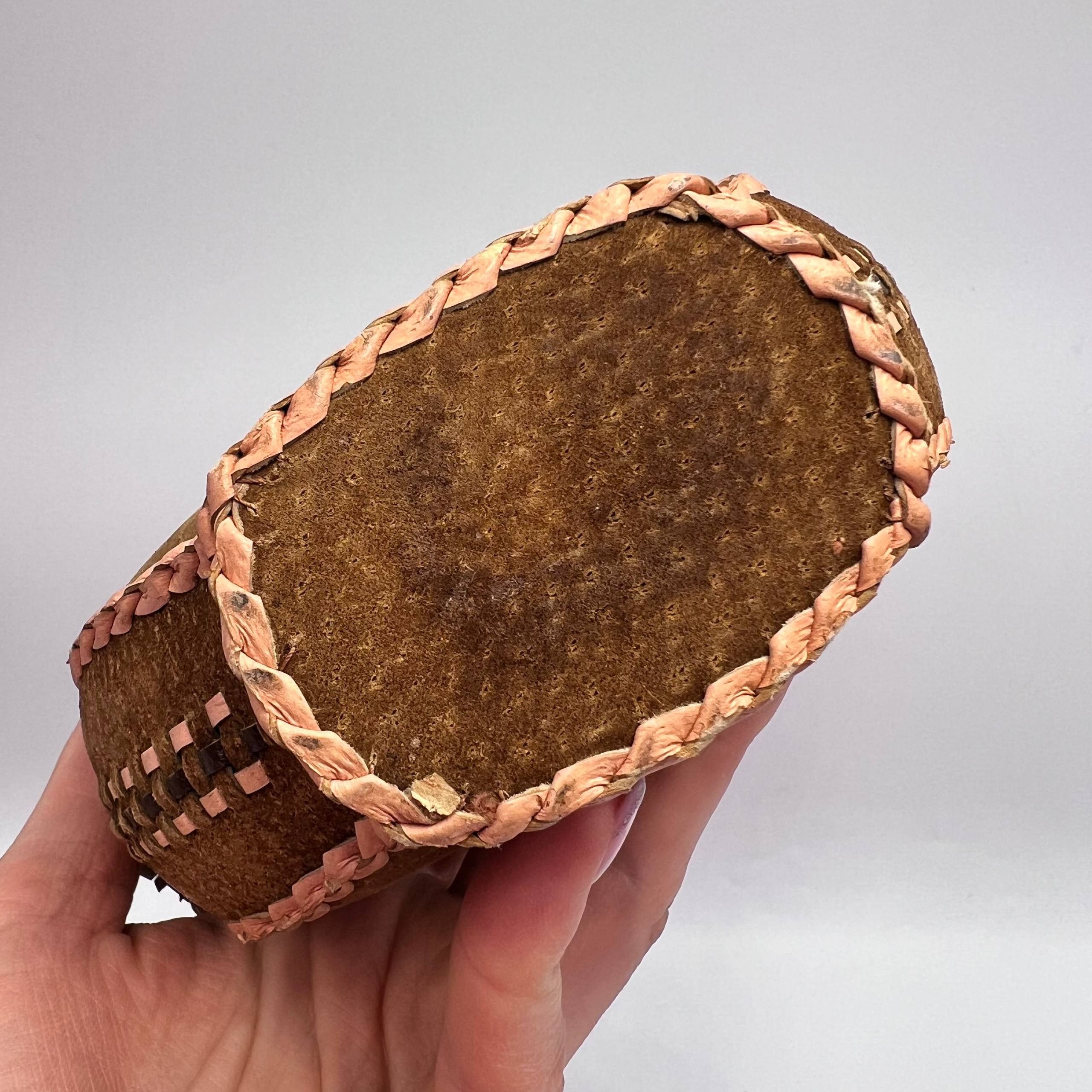 Vintage Handmade Leather Wrapped Glass Bottle 43 cm Vintage Folk Art Size ONE SIZE - 5 Thumbnail