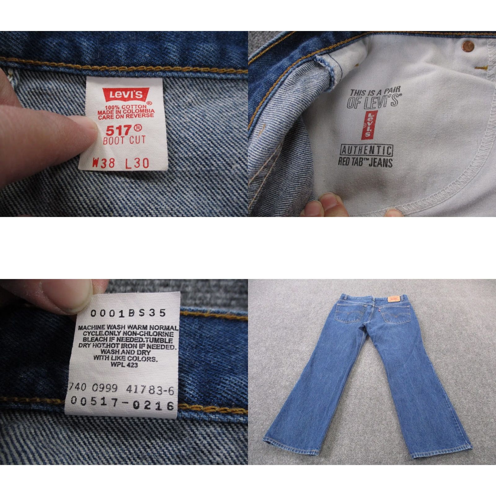 Levi's Vintage Levi's Jeans Mens 38 X 30 Denim Bootcut 517 Red Tab 90s Jeans Mens Regular Blue Cotton Denim 5-Pocket Levi's 517 Bootcut Vintage Mens Jeans Size US 36 / EU 52 - 8 Thumbnail